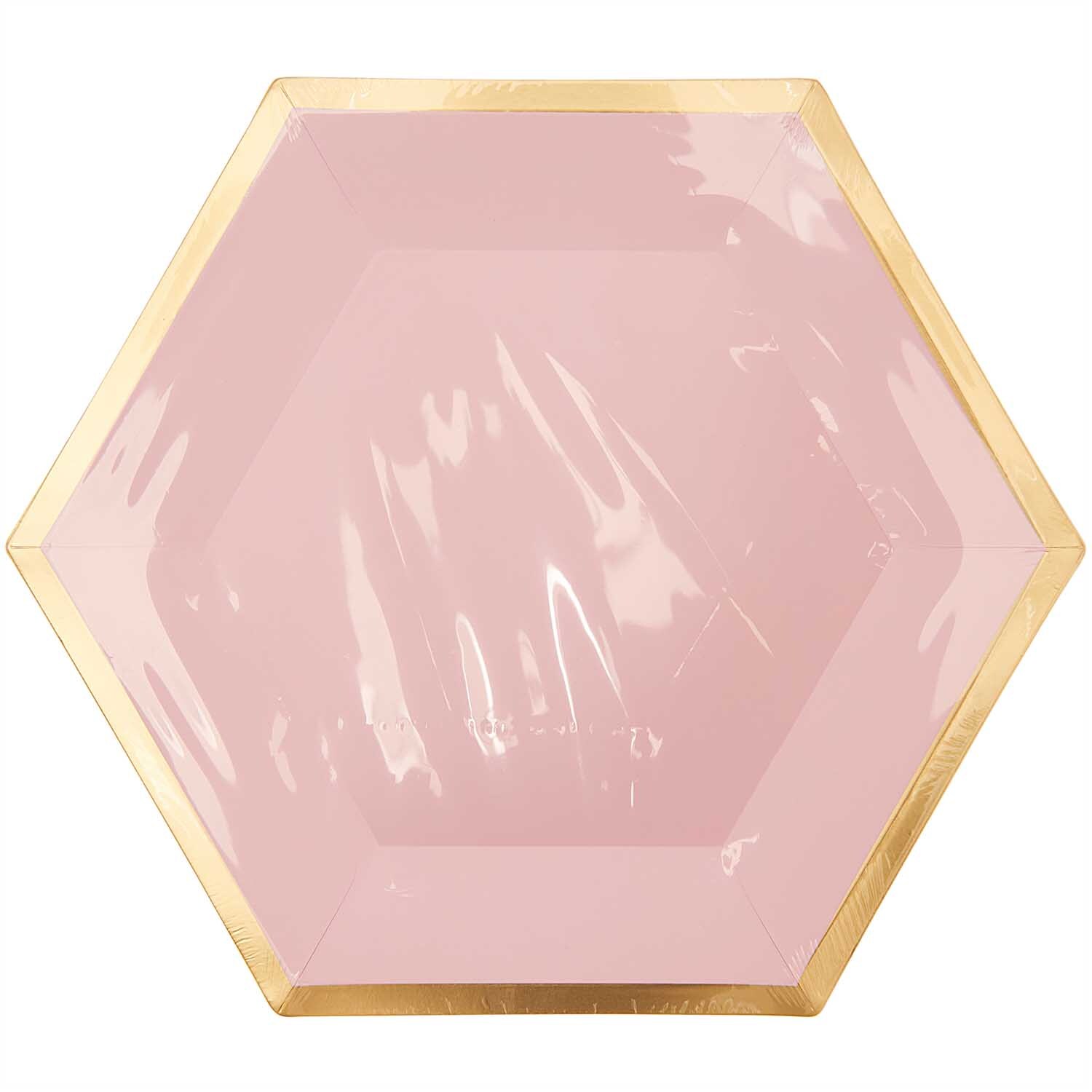 Pappteller Sechseck rosa-gold 27x23,5cm 10 Stück von Rico Design
