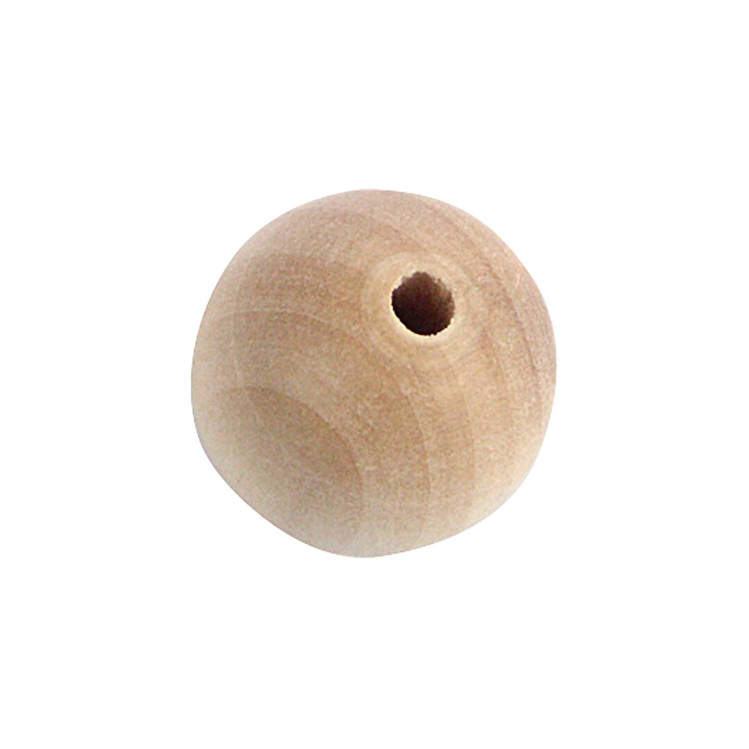 Holzkugel halbgebohrt von Rico Design, aus hellem Holz mit glatter Oberfläche und einer Bohrung. Ideal für kreative Bastelprojekte.