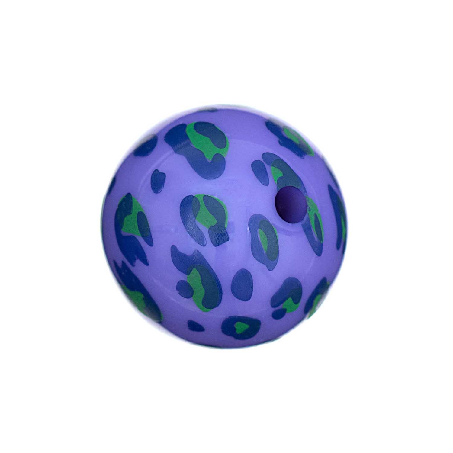 Perlen Acid Leo 16mm 6 Stück: Fliederfarbene Perle mit grünem Leopardenmuster von Rico Design. Ideal für kreative Schmuckprojekte.