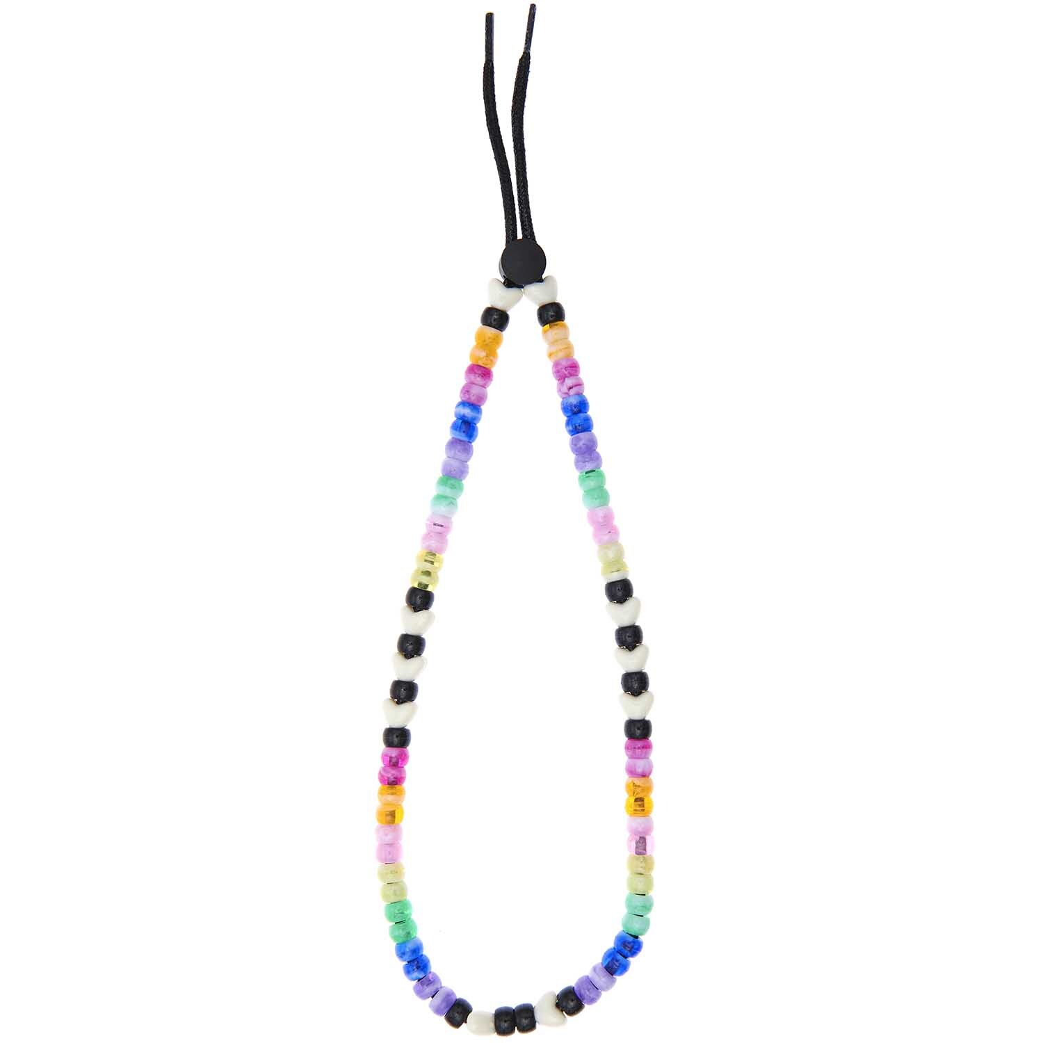 itoshii - Ponii Beads Marmor Mix 9x6mm, 80 bunte Perlen auf schwarzem Band, ideal für kreative Schmuckprojekte.