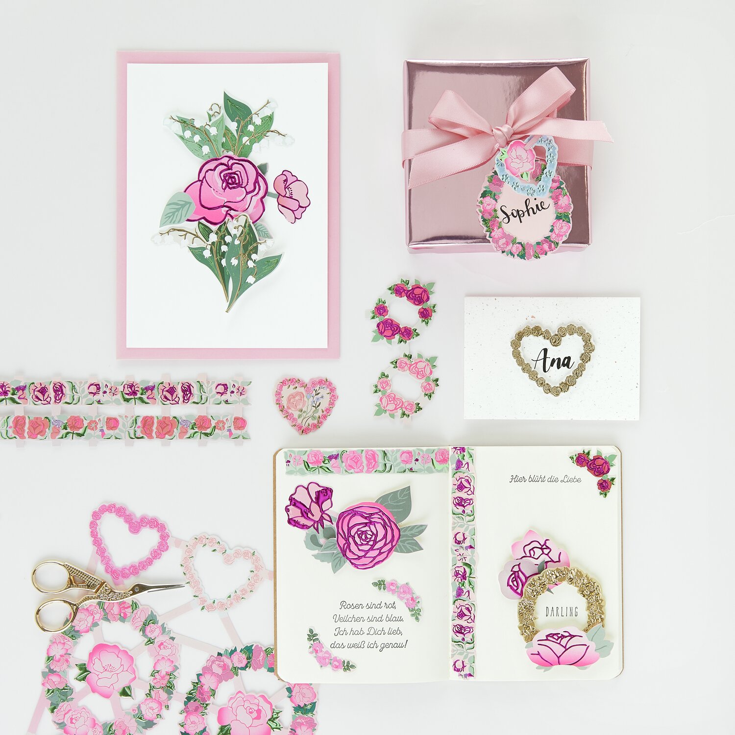 Paper Poetry Glanzbilder Rosen: Kreative Bastelideen mit rosa Rosenmotiven, Karten und Dekorationen. Ideal für DIY-Projekte und Geschenke.