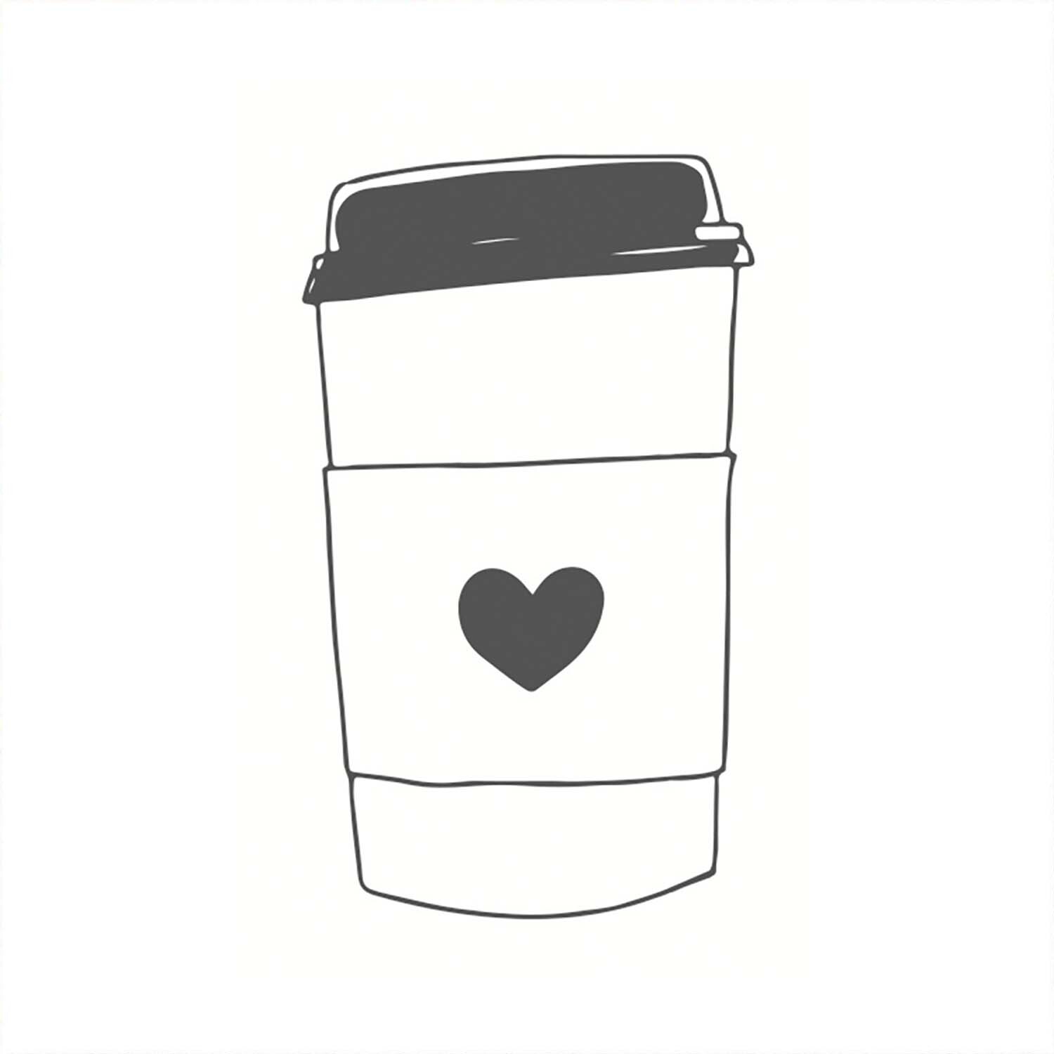Stempel Kaffeebecher weiß 35x55mm von May&Berry: Ein stilisierter Kaffeebecher mit Herzmotiv.