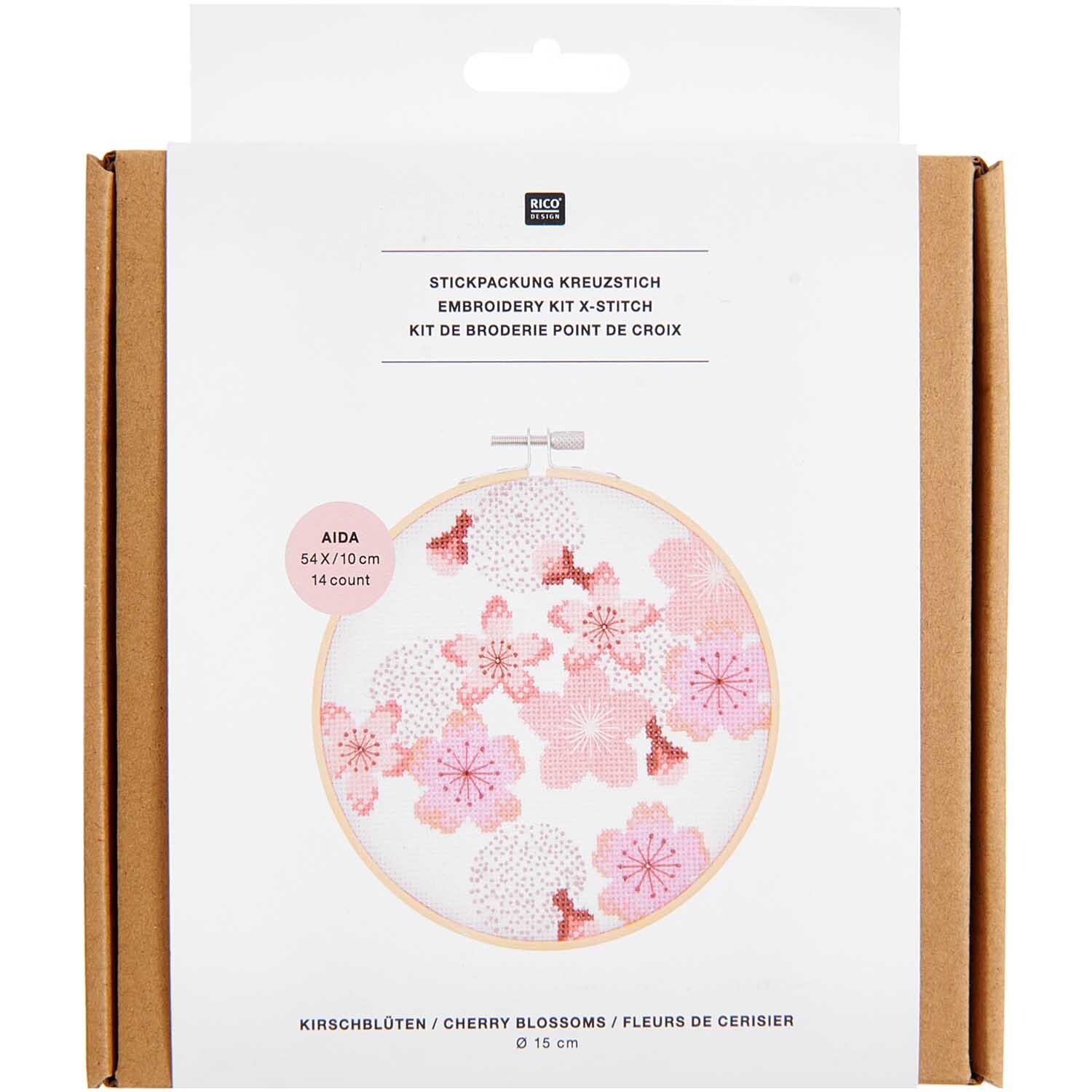 Stickpackung Kirschblüten Bild Ø 15cm von Rico Design