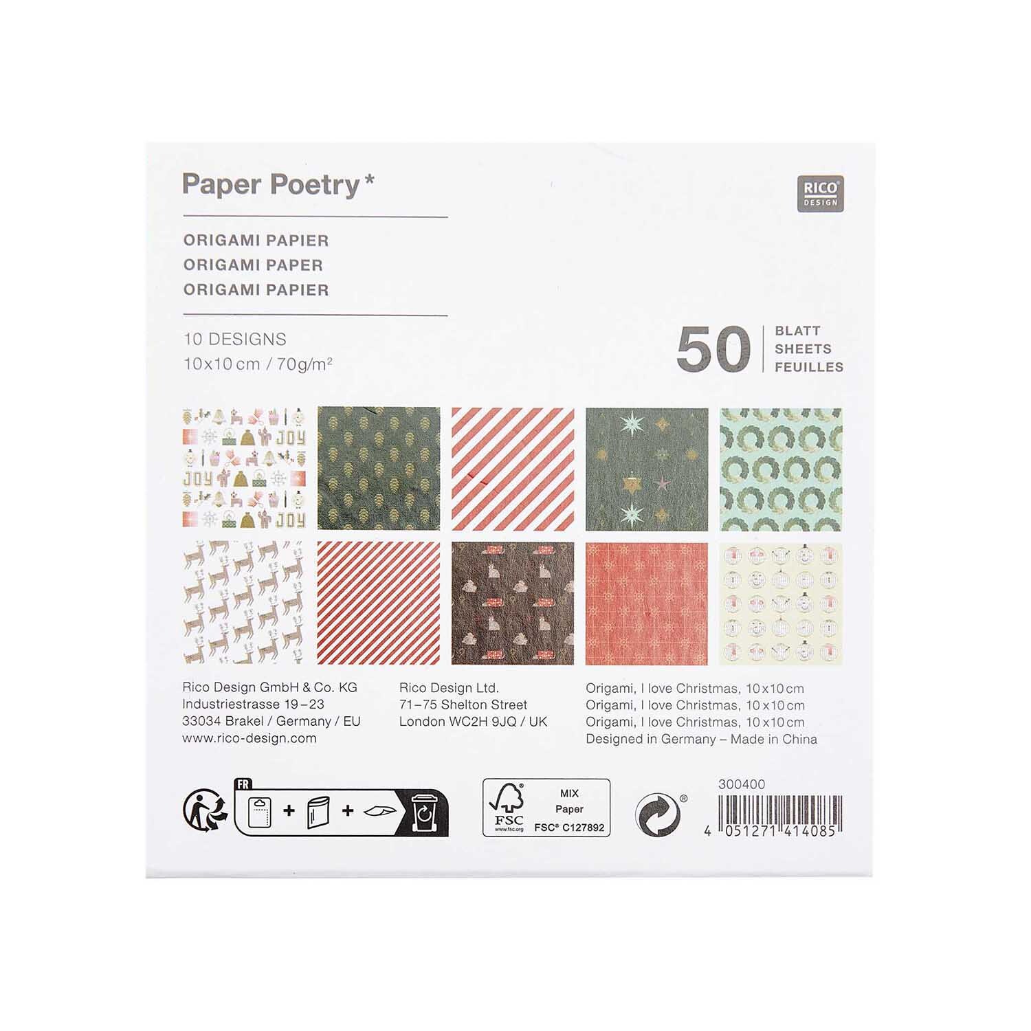 Paper Poetry Origami I love Christmas 50 Blatt von Rico Design