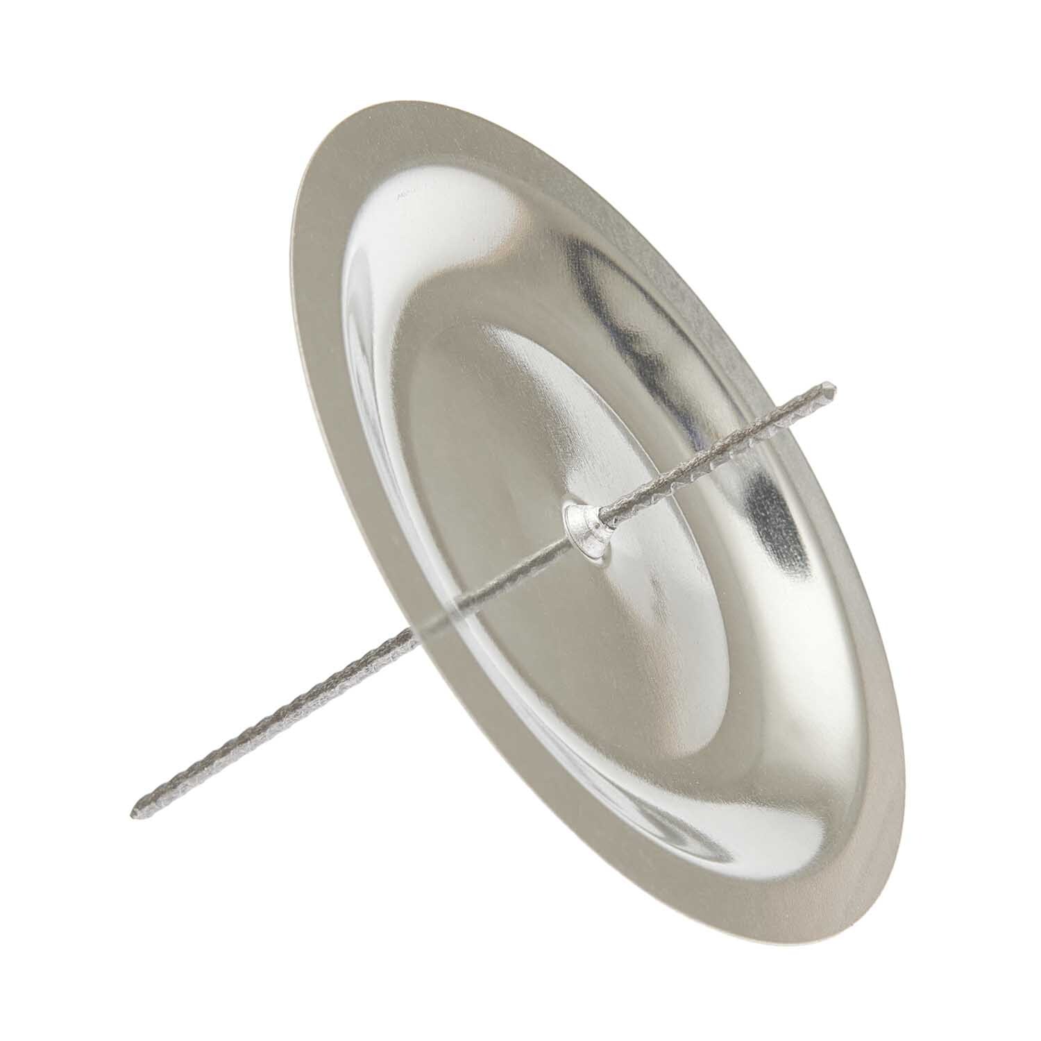 Adventskranzstecker silber 7cm 4 Stück: Ein silberner Metallstecker für Adventskränze, ideal zur Dekoration.