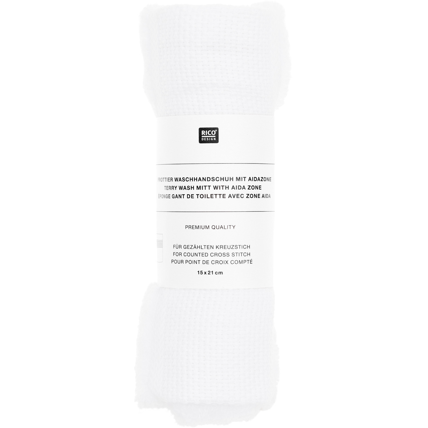 Waschhandschuh 15x21cm, GOTS Farbe Weiß von Rico Design