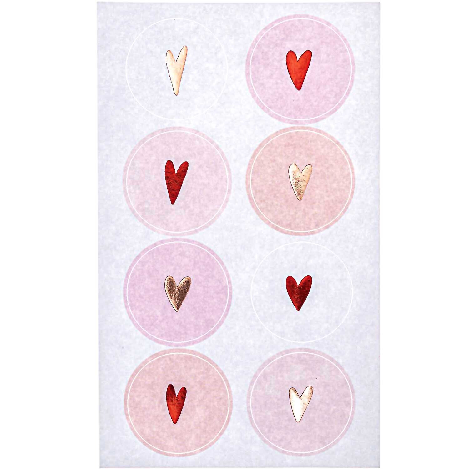 Paper Poetry Sticker It must be love: Rosa-rote Herzsticker von Rico Design auf vier Blättern.