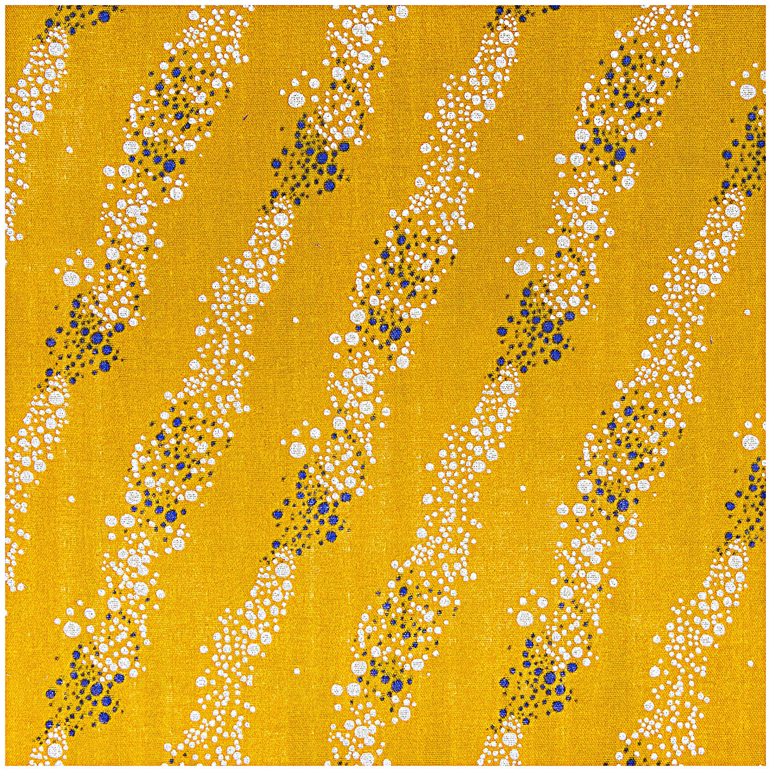 Musselin-Druckstoff Mermaid Blasen Hot Foil 140cm zeigt gelbes Design mit weißen und blauen Blasen von Rico Design. Ideal für kreative Nähprojekte.