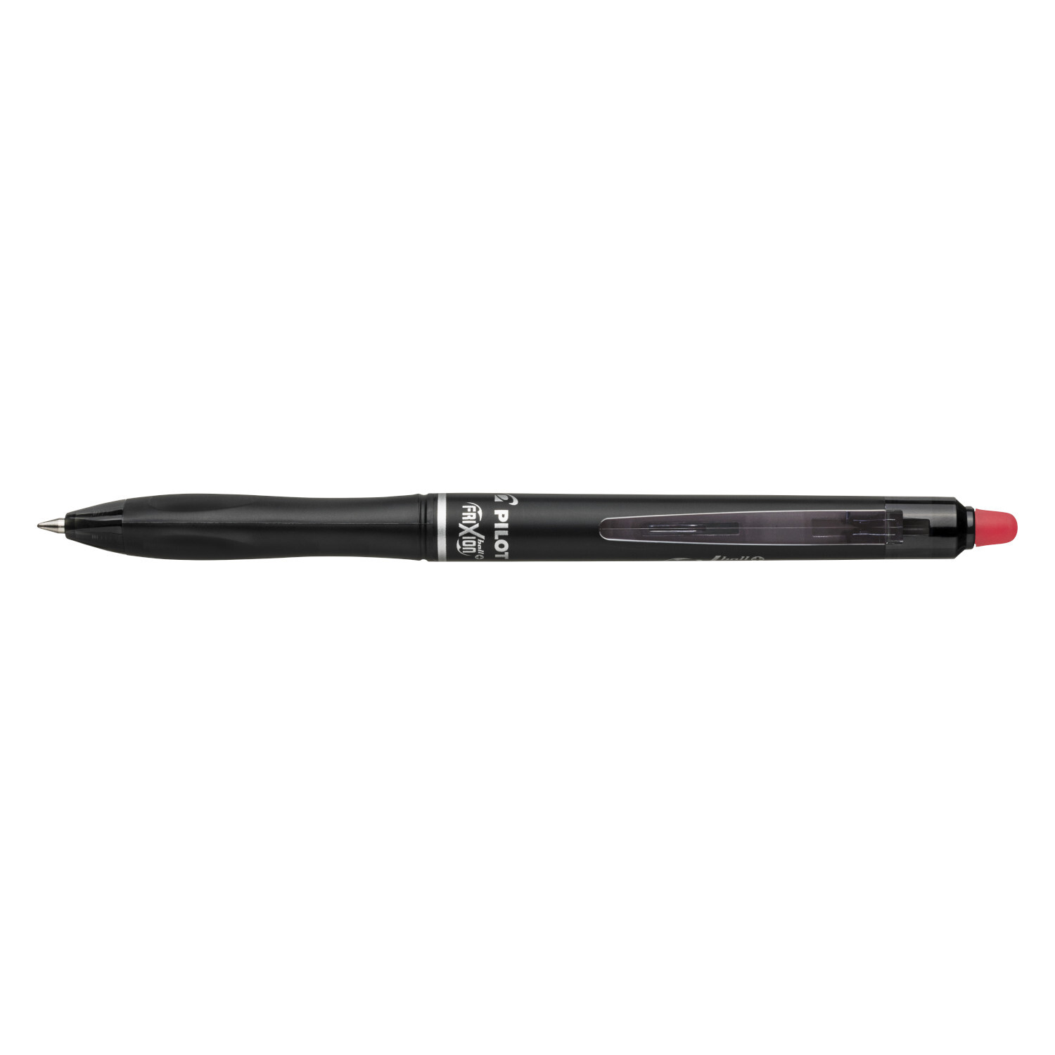 FriXion Ball+ 0,7 Gelstift von PILOT in elegantem Design mit rotem Radierknopf und schwarzem Gehäuse. Ideal für präzises Schreiben.