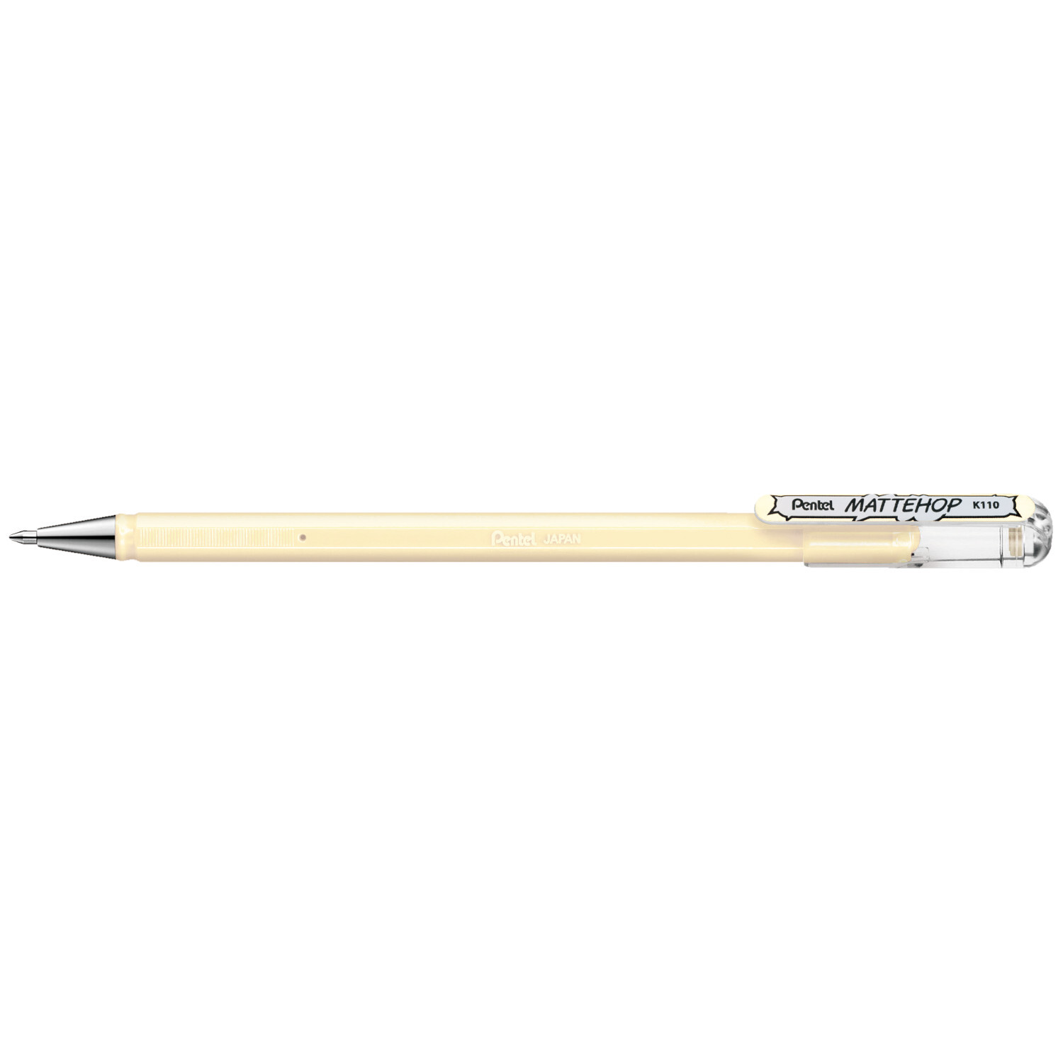 Gelstift Mattehop von Pentel in Elfenbein mit 0,5mm Spitze, ideal für präzises Schreiben.