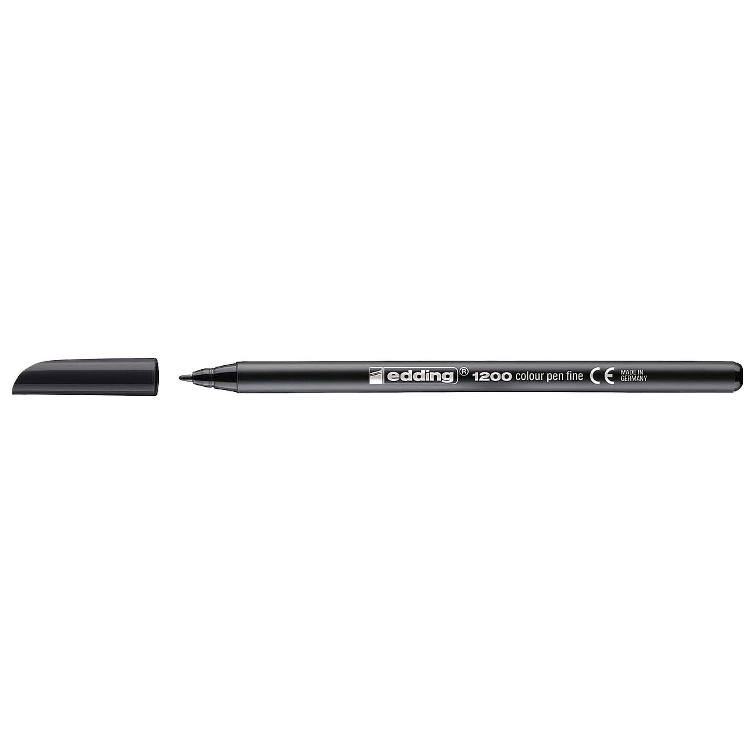 1200 colour pen 0,5-1mm von edding in Schwarz, ideal für präzises Schreiben und Zeichnen.