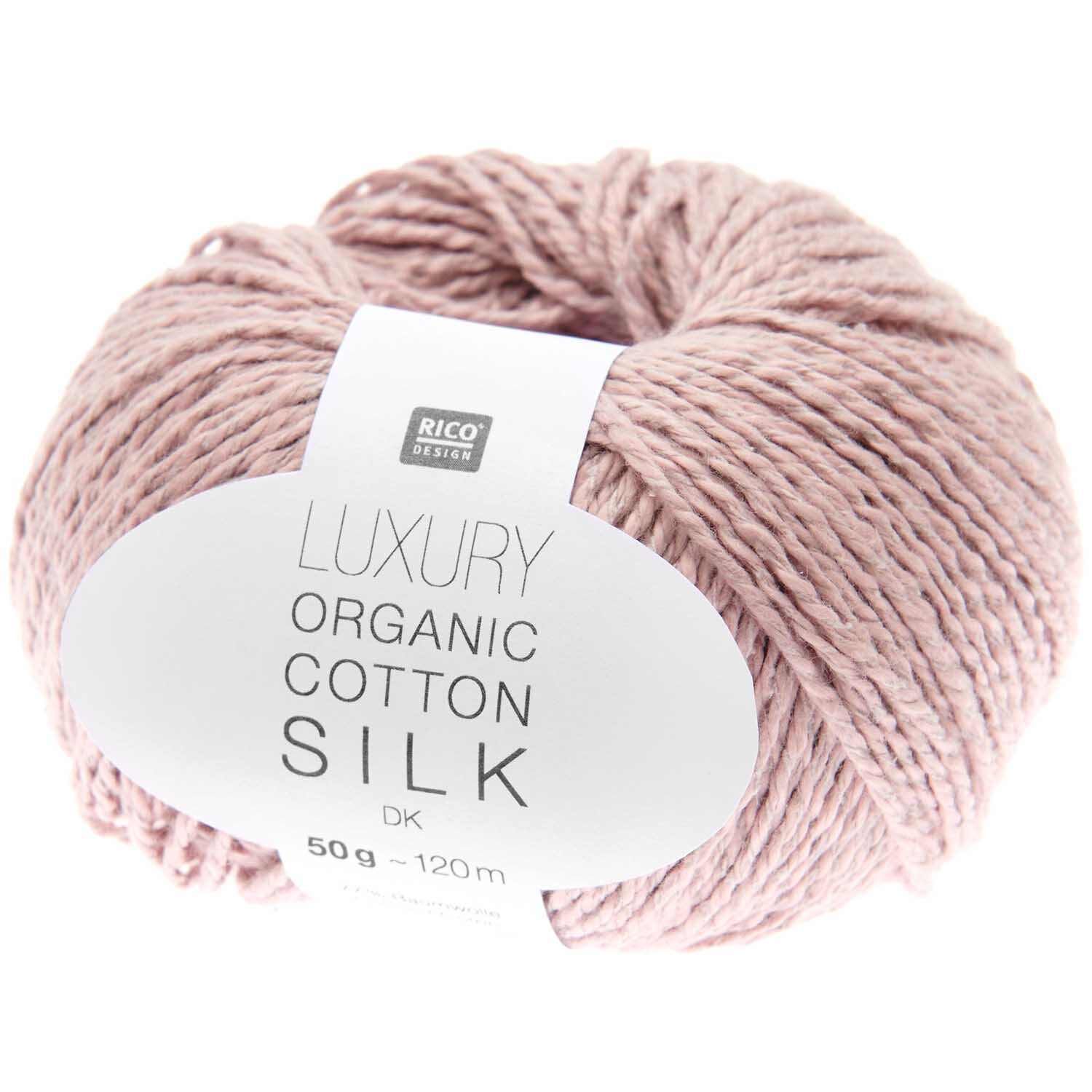 Luxury Organic Cotton Silk dk von Rico Design in Altrosa, 120m 50g, weiches Garnknäuel.