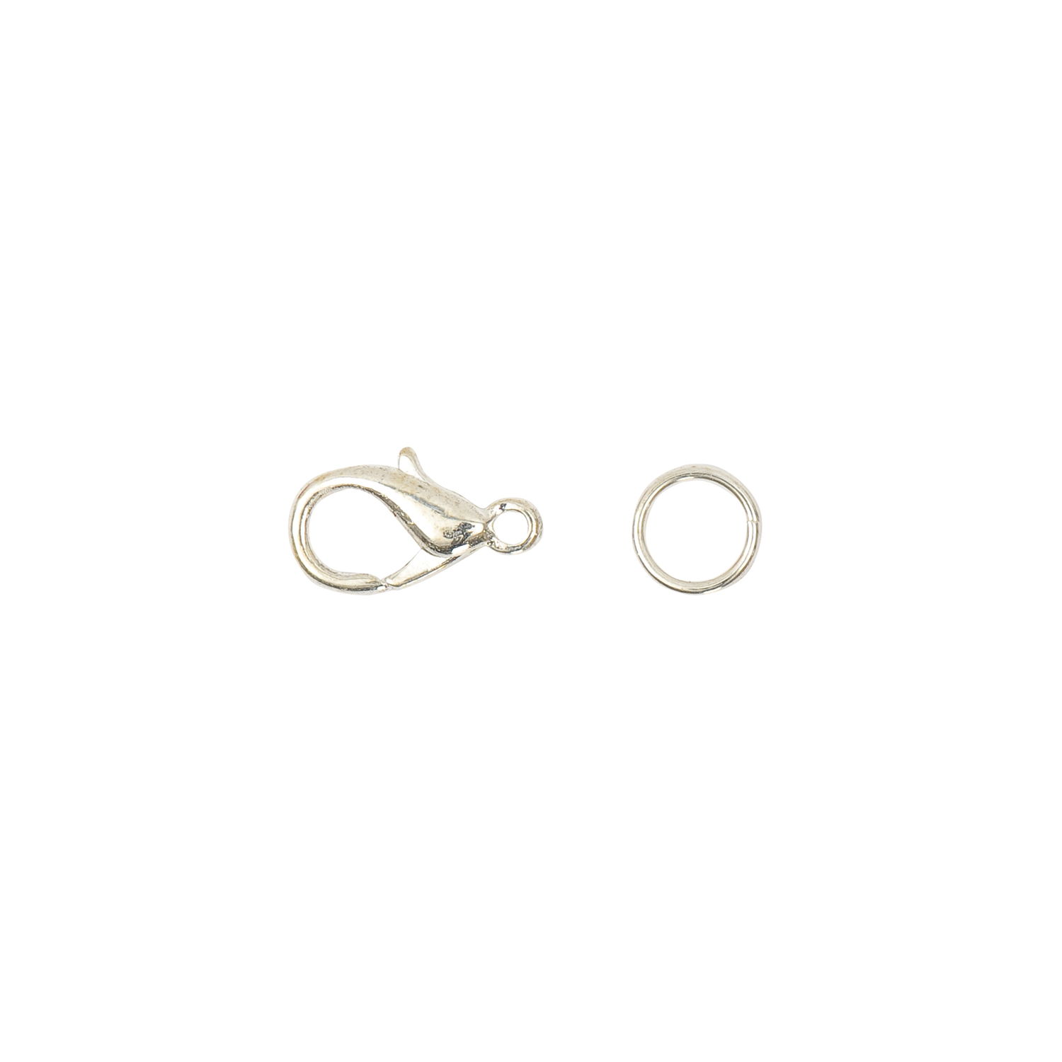 Karabiner mit 2 Federringen, ideal für Schmuckherstellung, von Rico Design in elegantem Silber.