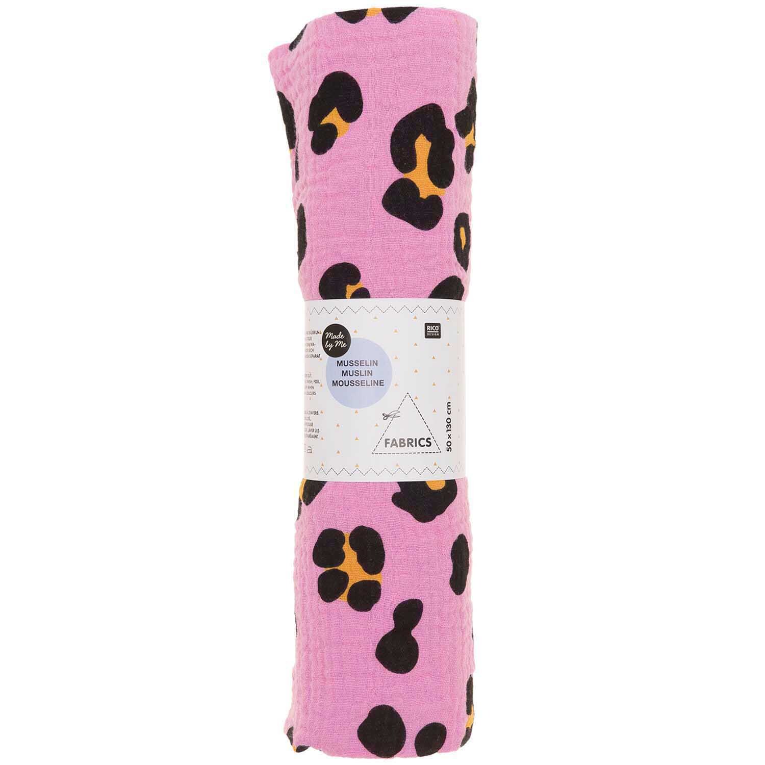 Stoffabschnitt Krinkelmusselin Acid Leo pink 50x130cm von Rico Design