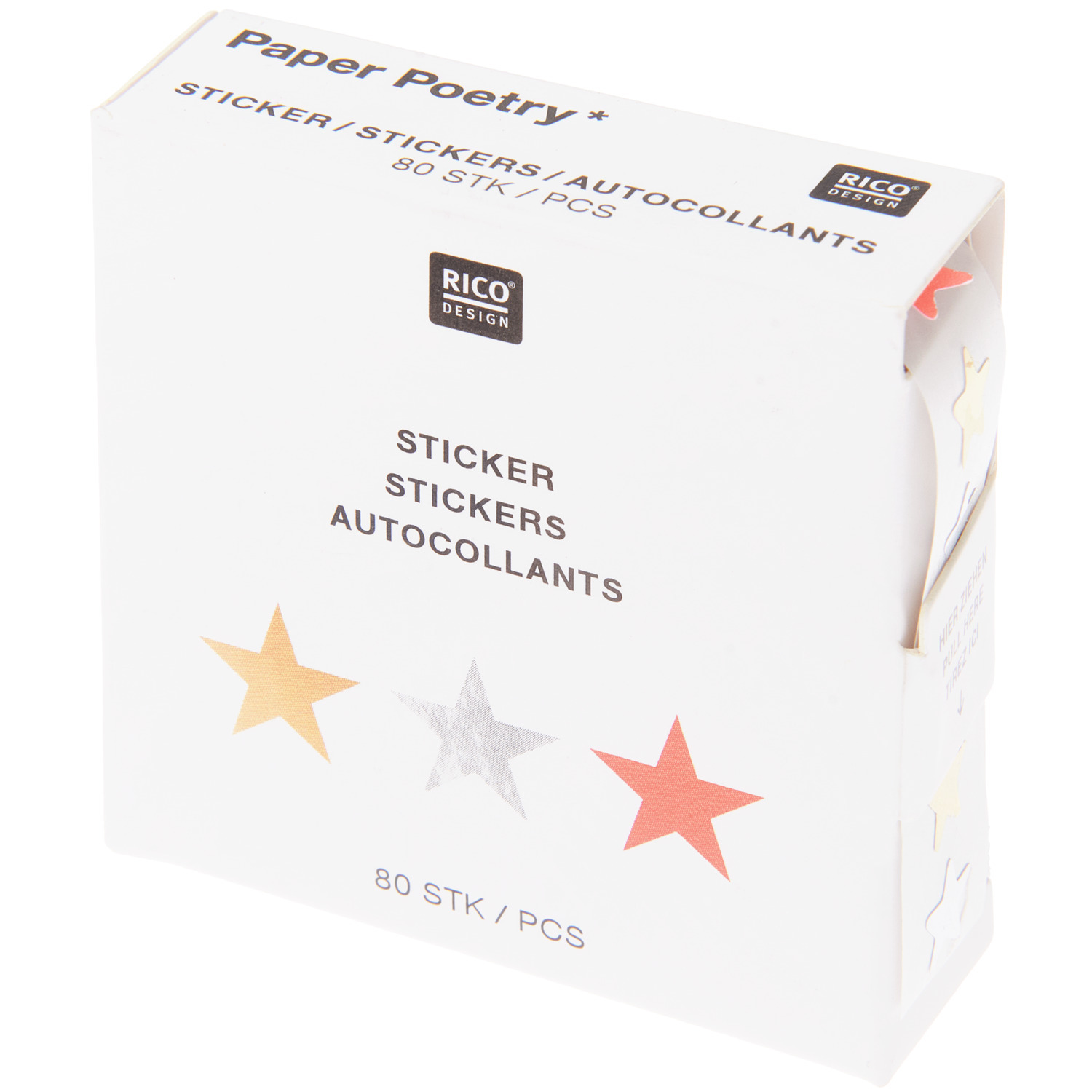 Paper Poetry Mini-Sticker Sterne Neon/Silber/Gold auf der Rolle 80 Stück von Rico Design