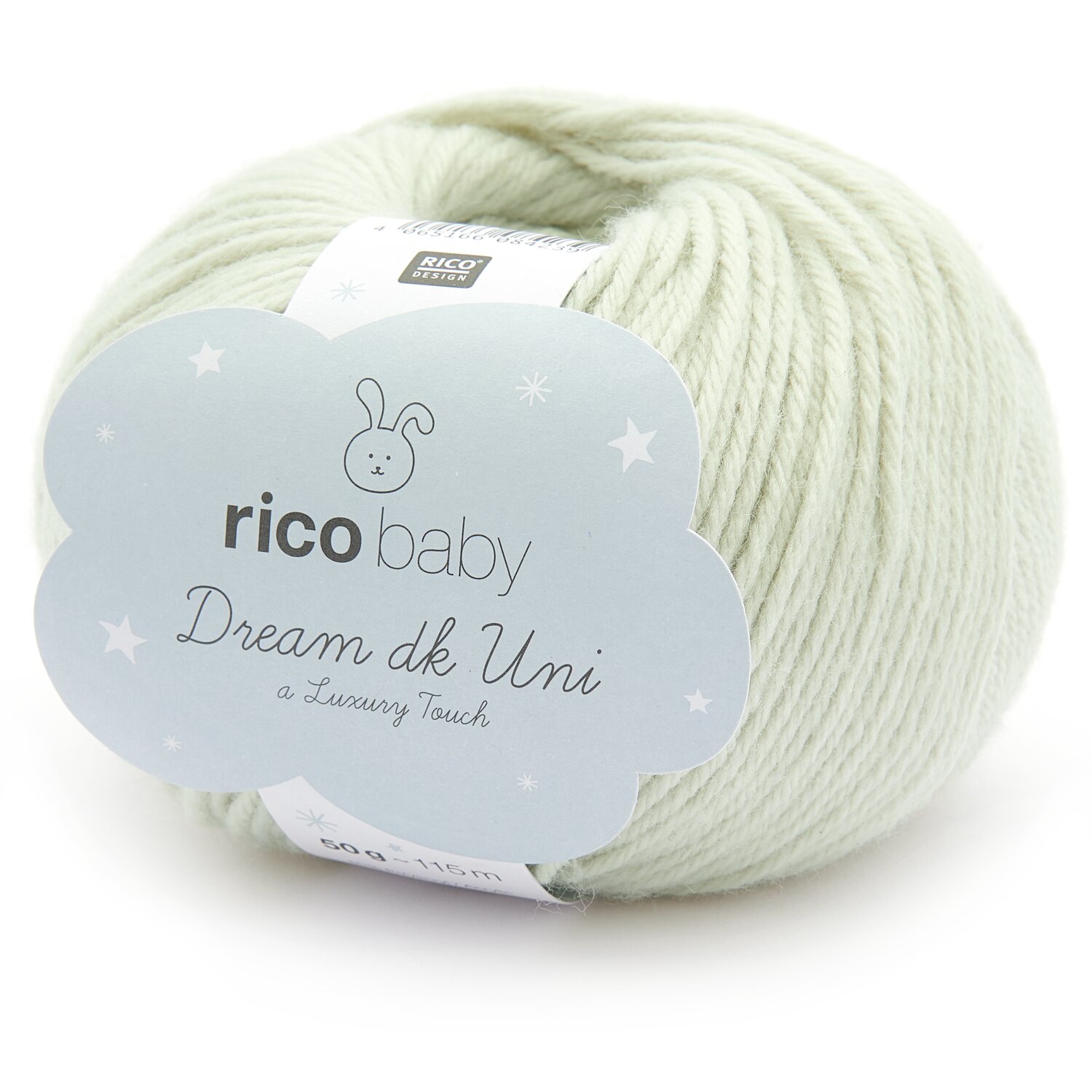 Rico Baby Dream dk uni - A Luxury Touch, weiches Strickgarn in Salbei, 50g, 115m, ideal für Babyprojekte.
