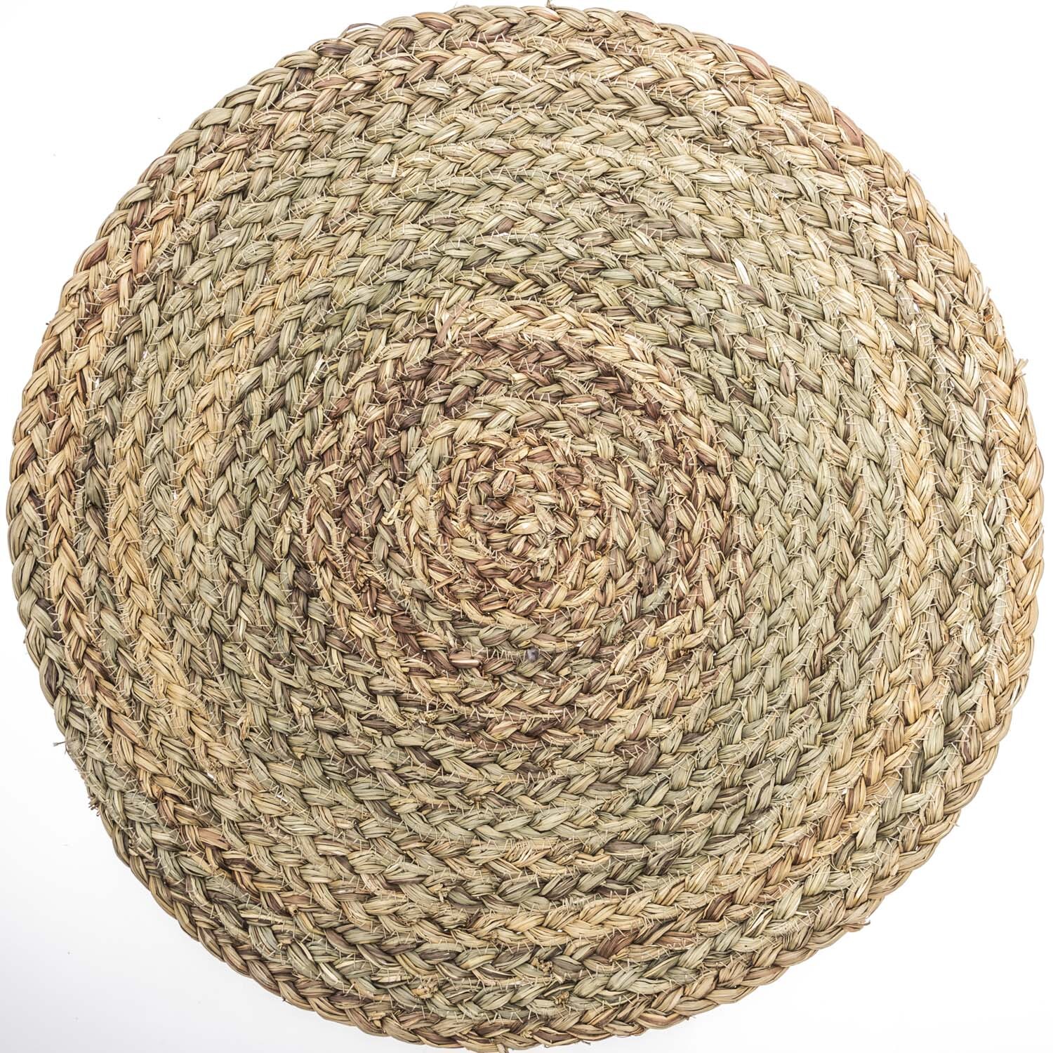 Tischset Seegras rund 38cm: Rundes, geflochtenes Tischset aus Seegras in Naturtönen von idee. Creativmarkt.