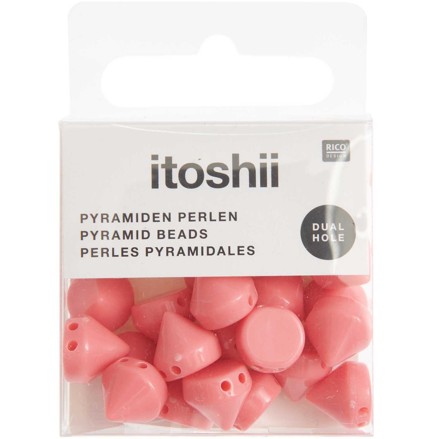 itoshii Pyramiden Perlen rund 10x10mm 24 Stück Farbe Rosa von Rico Design