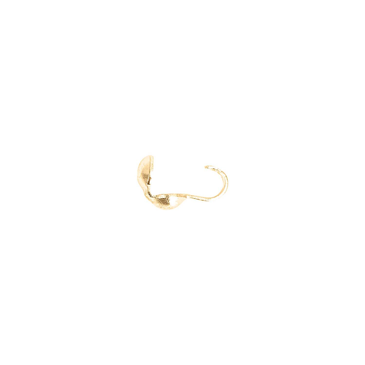 Quetschkalotten gold 8mm von Rico Design, 10 Stück. Goldene Quetschkalotte auf weißem Hintergrund. Ideal für Schmuckherstellung.
