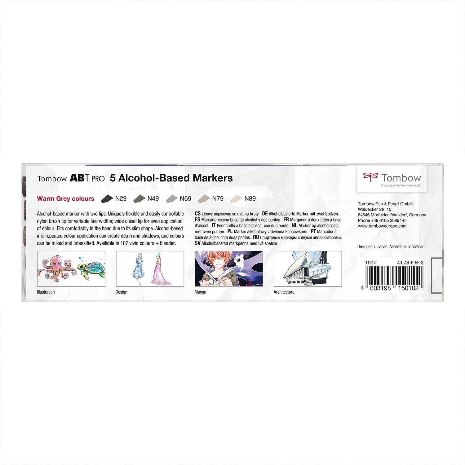 ABT PRO Warm Grey Colours Alkoholbasierte Marker 5-teilig von Royal Talens