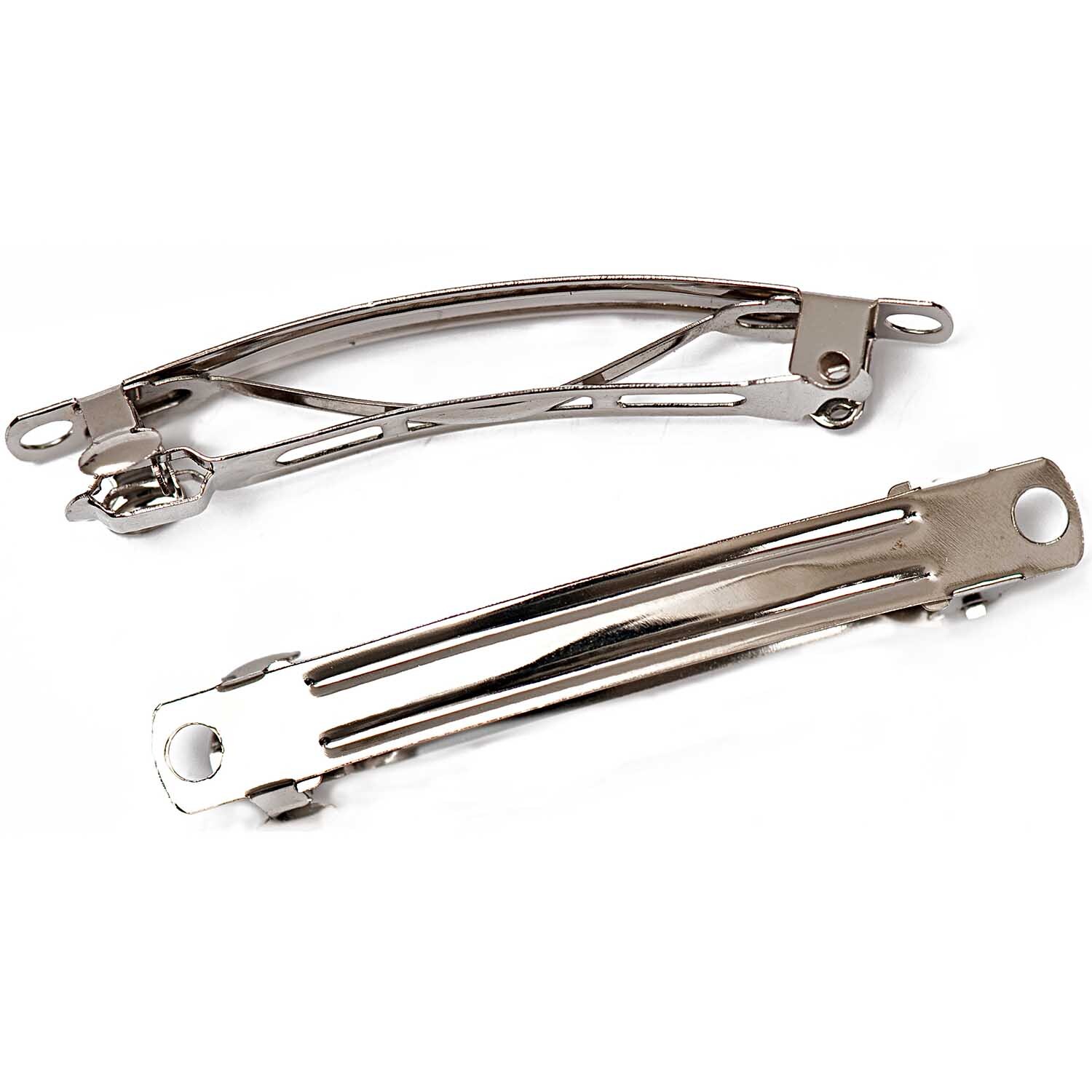 Haarspange silber 50mm 2 Stück von Rico Design, zeigt zwei elegante, silberne Haarspangen.