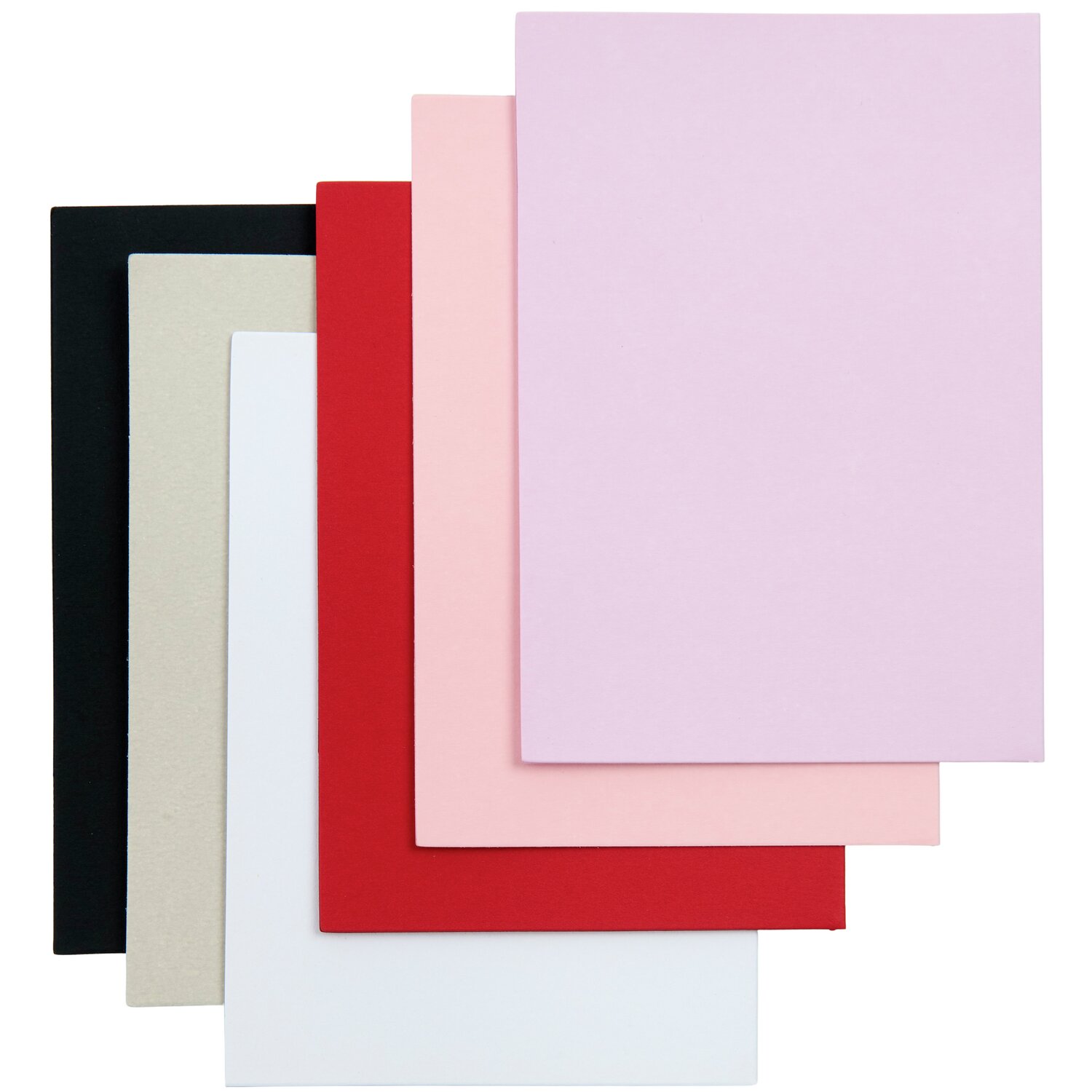 Paper Poetry Kartenset Basic C7, 36-teilig, in Rosa, Rot, Schwarz, Beige und Weiß. Ideal für kreative Projekte und Grußkarten.