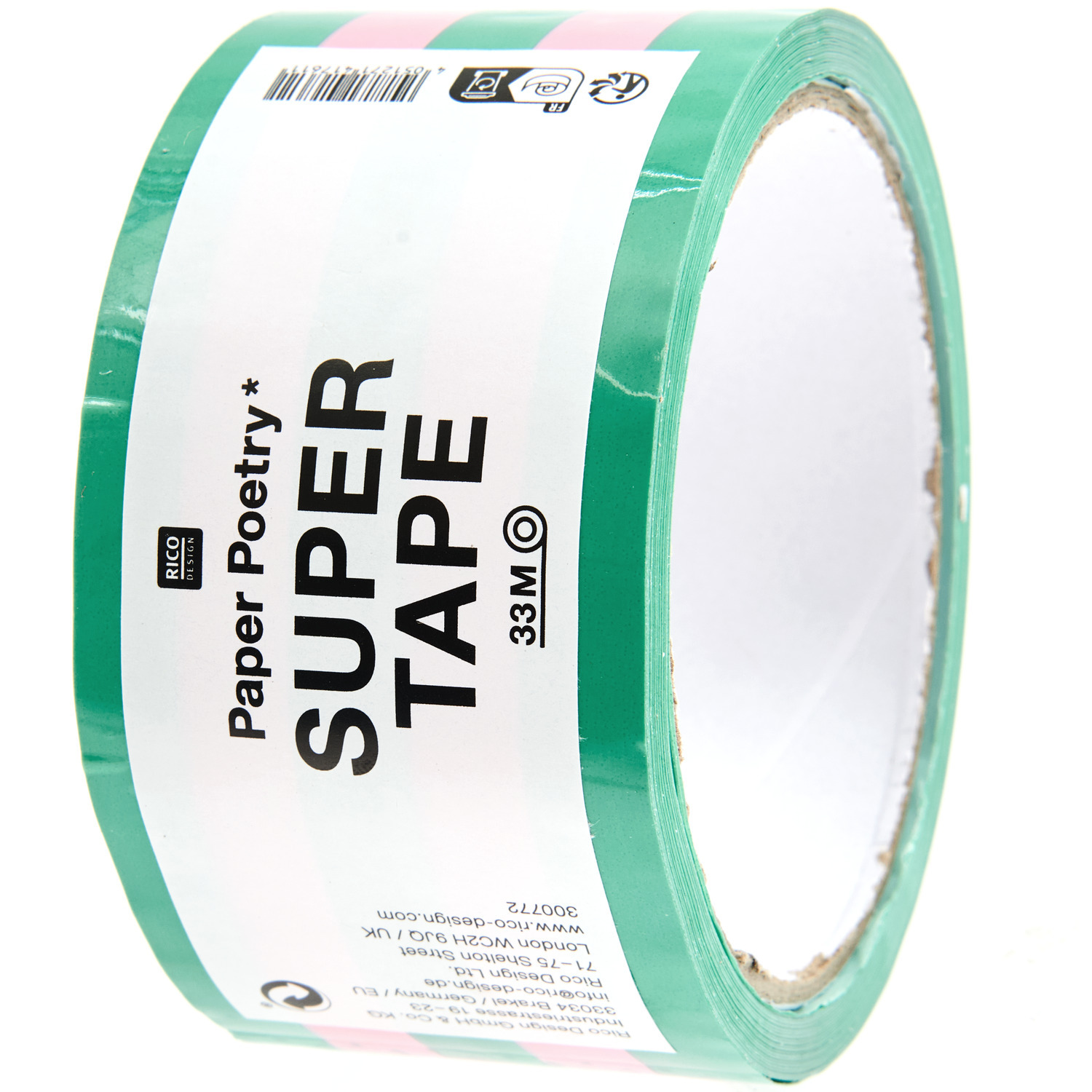Paper Poetry Paketklebeband Rosa/Grün  5cmx32m von Rico Design