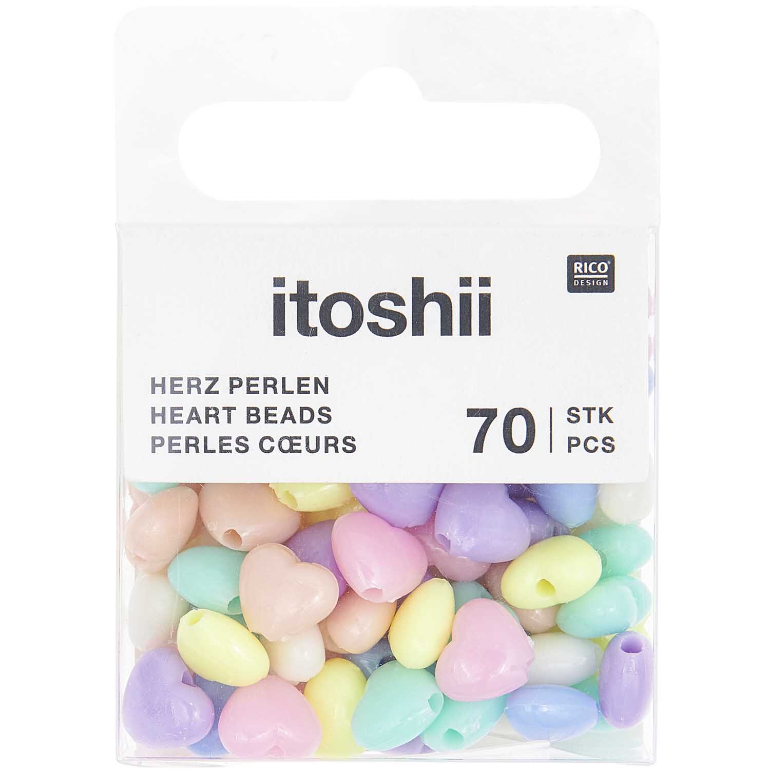 itoshii Herzperlen mini Pastell 8x9x5mm 70 Stück von Rico Design