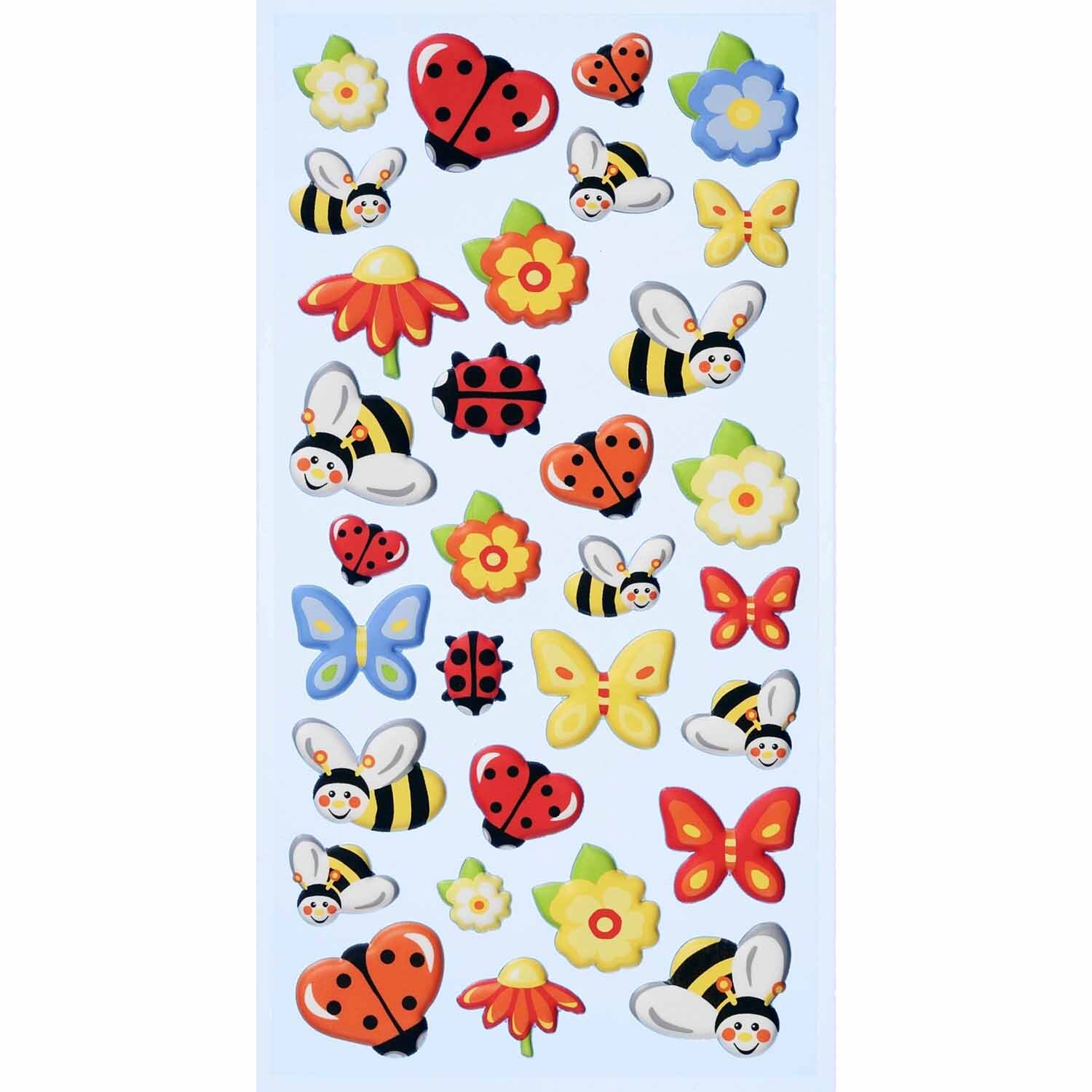 SoftySticker Marienkäfer-Bienen-Schmetterlinge: Bunte Aufkleber mit Marienkäfern, Bienen und Schmetterlingen von HobbyFun.