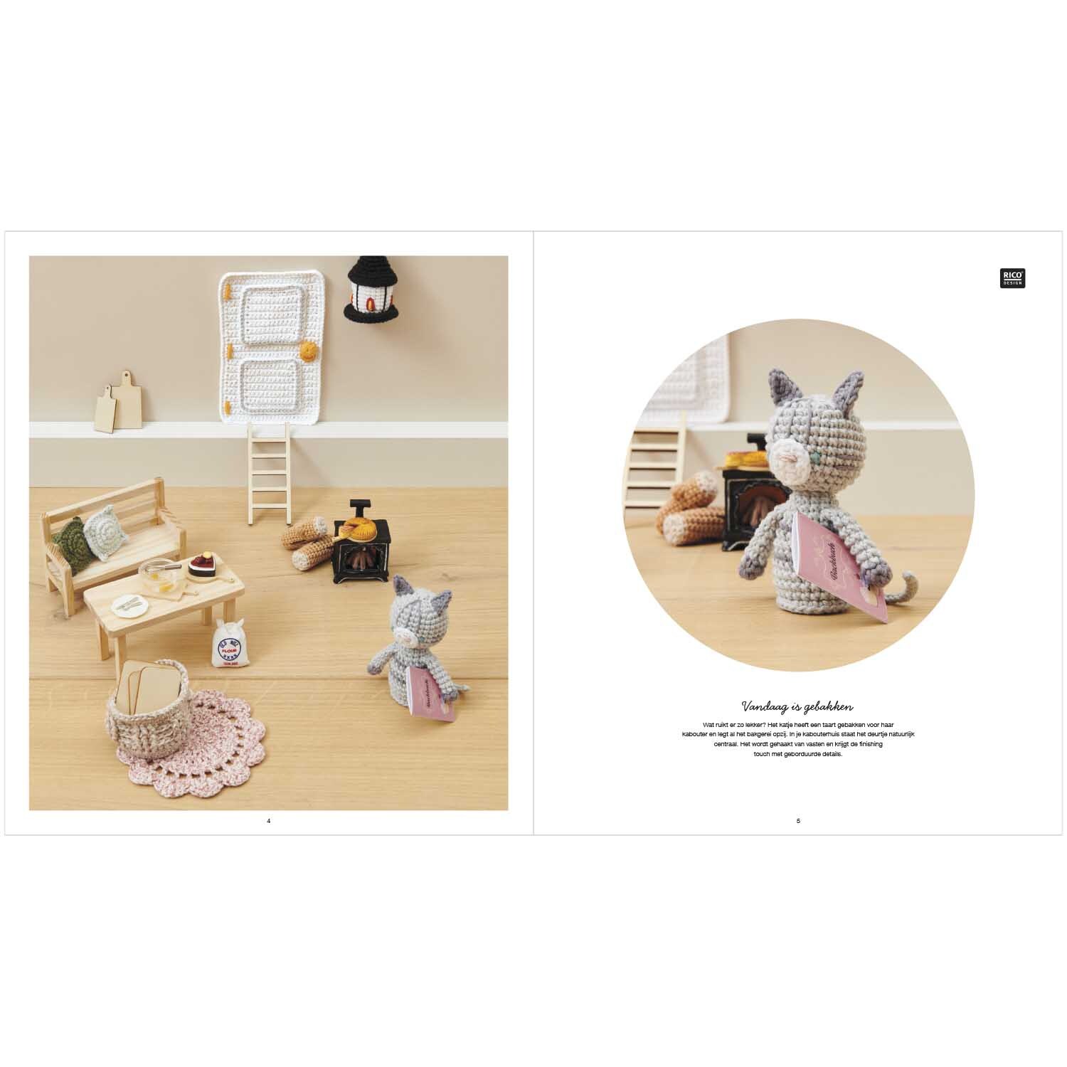 Ricorumi Wichtelwelt niederländisch: Ein gemütliches Puppenhaus mit gestrickten Figuren und Möbeln von Rico Design.