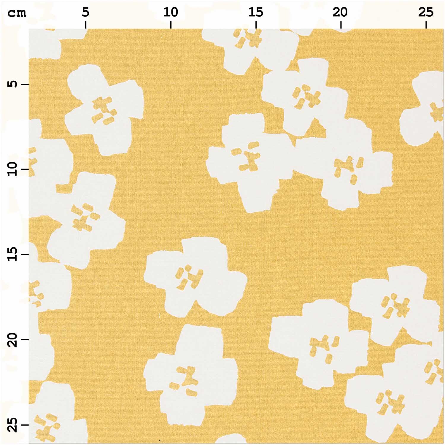 Druckstoff Okina Hana Blumen senfgelb-hellgrau 140cm beschichtet von Rico Design