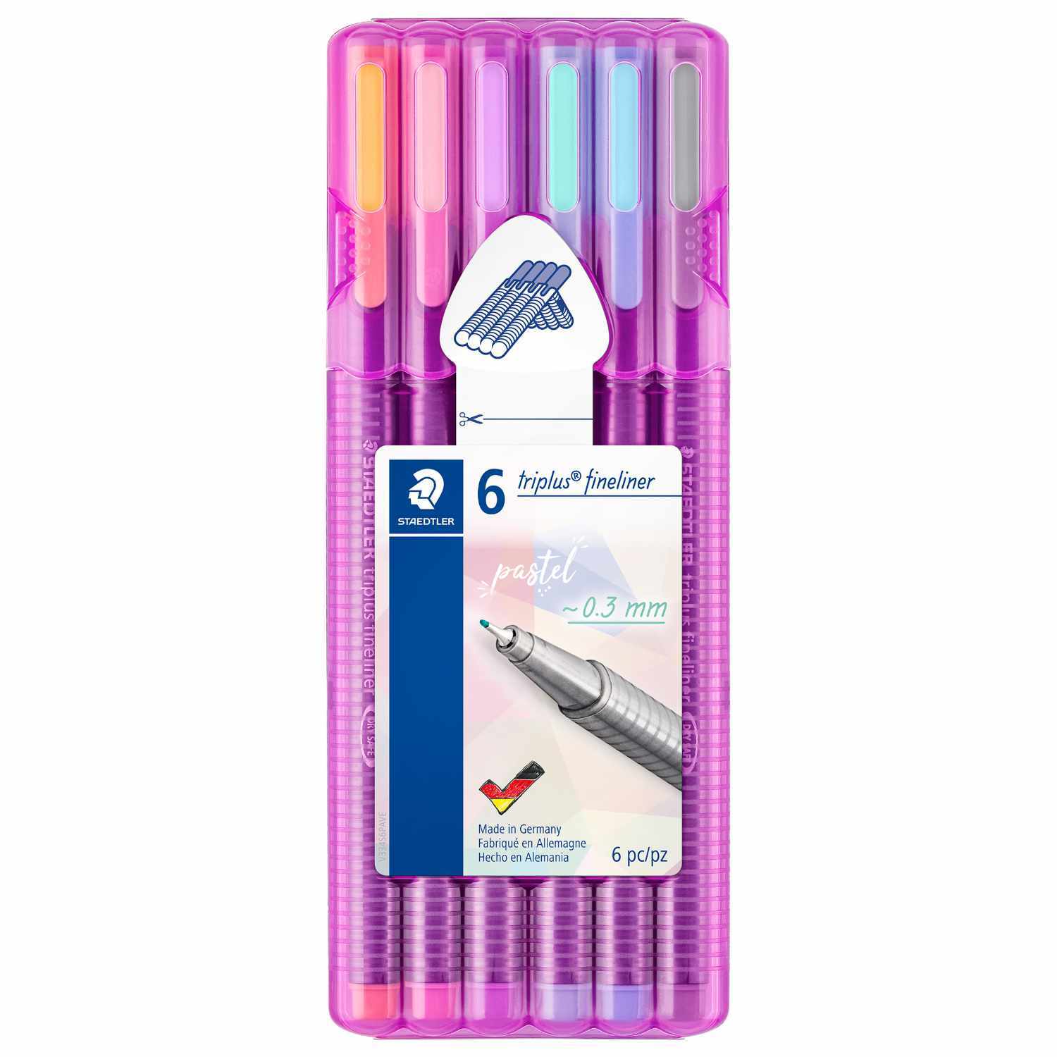 Staedtler 334 Fineliner triplus 6 Stück Farbe Pastell Regenbogen von STAEDTLER