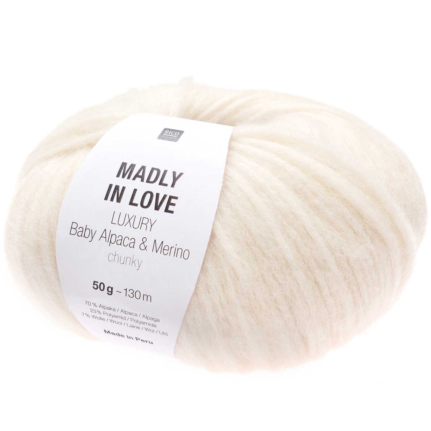 Luxury Baby Alpaca & Merino chunky - Strickset Dreieckstuch in Creme von Rico Design, 50g Knäuel.