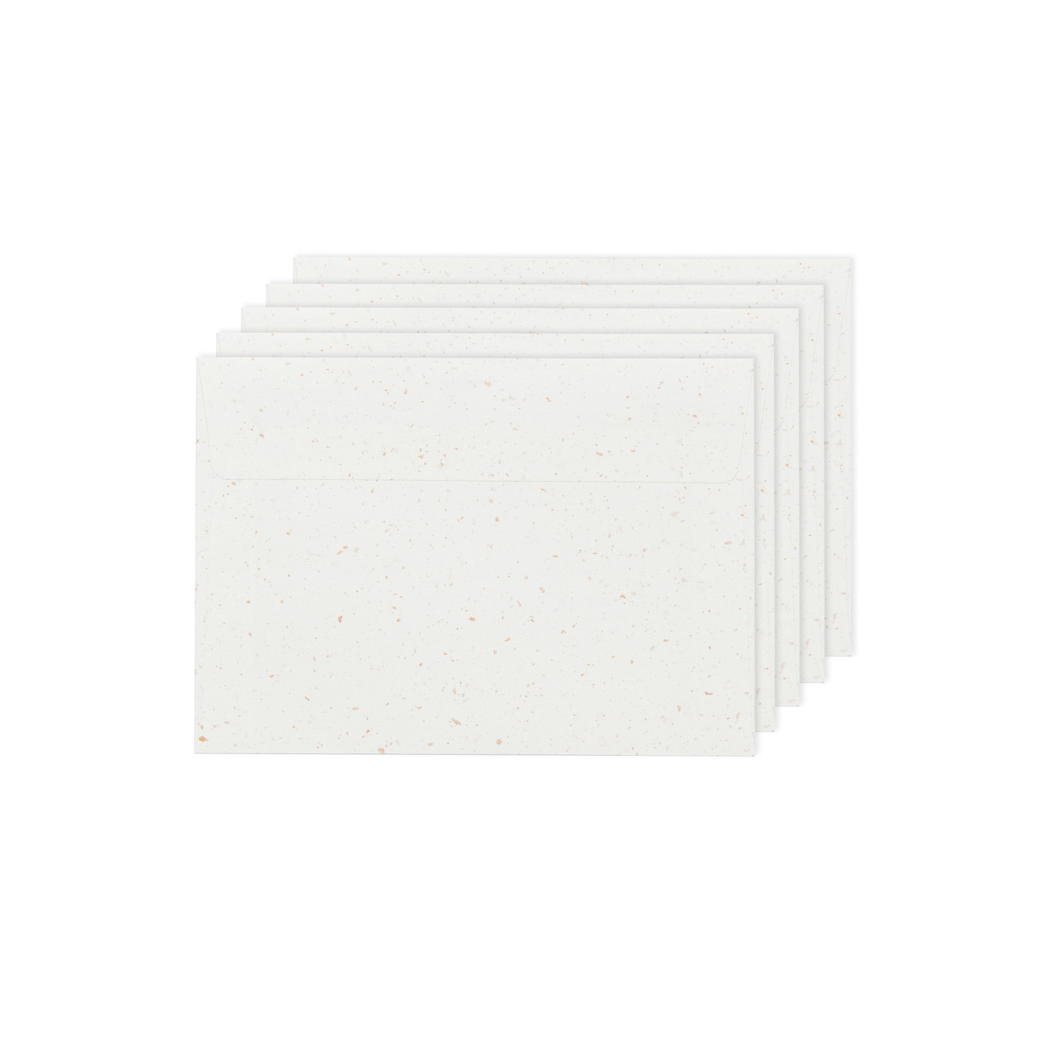 Paper Poetry Renew Umschläge C6, 5 Stück in Offwhite-roségold von Rico Design, auf weißem Hintergrund.
