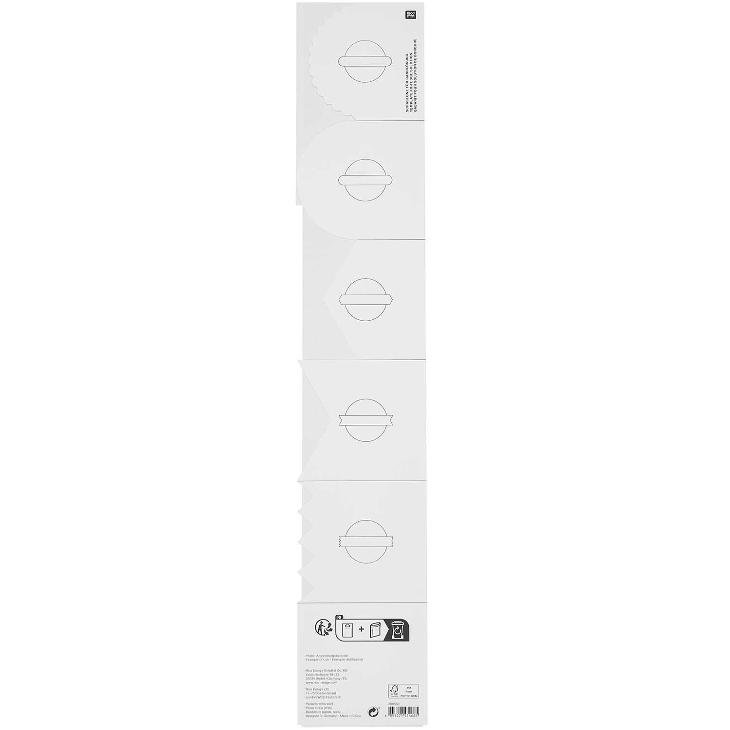 Paper Poetry Papierstreifen von Rico Design, 7x42cm, 3 Stück. Weiße Streifen auf neutralem Hintergrund. Ideal für kreative Projekte.