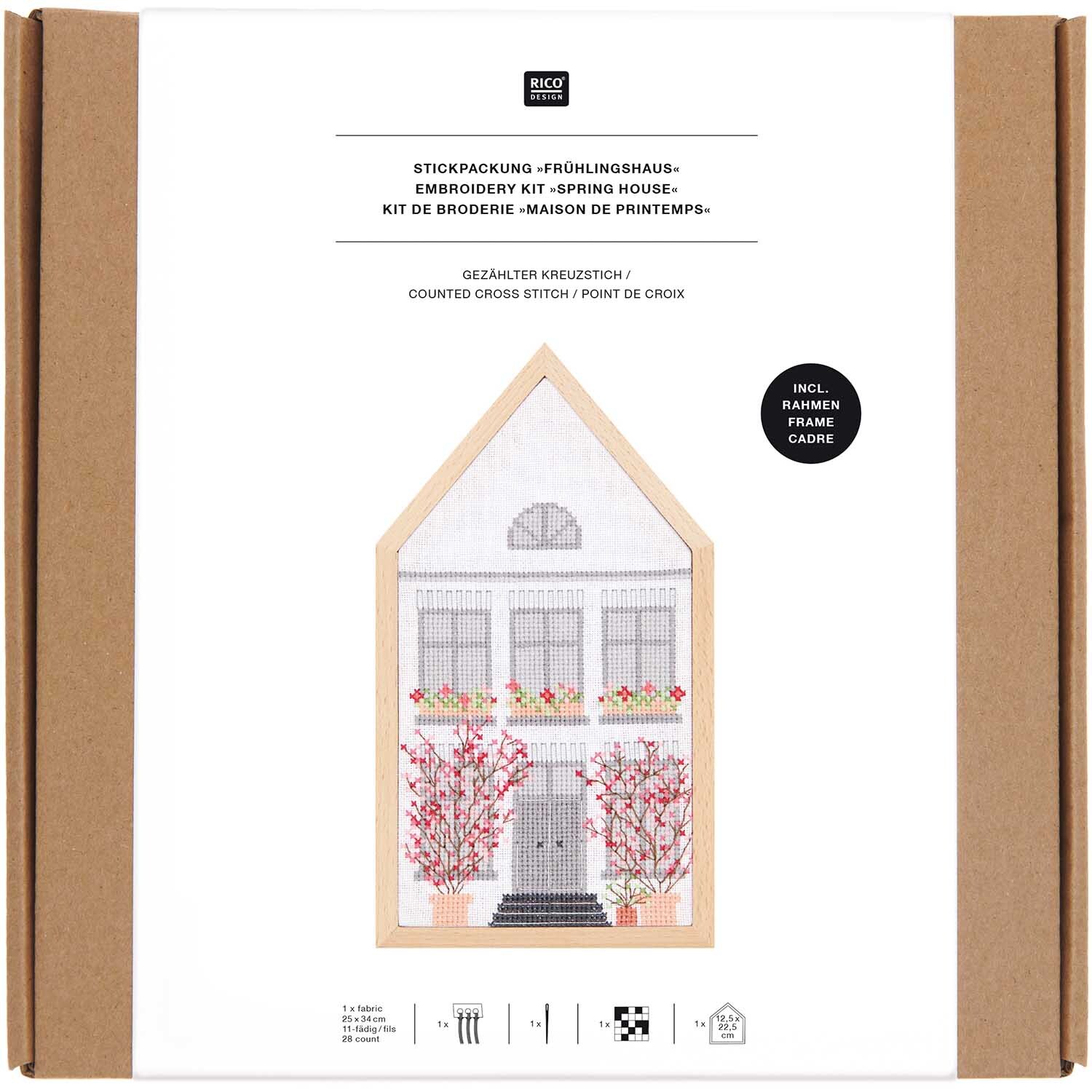 Stickpackung Frühlingshaus mittel 12x22,5cm von Rico Design