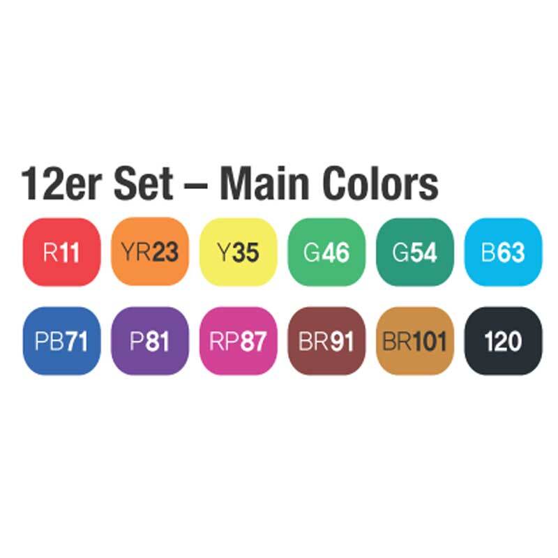 Twin Brush Marker Main Colors 12-teilig von Art Select 