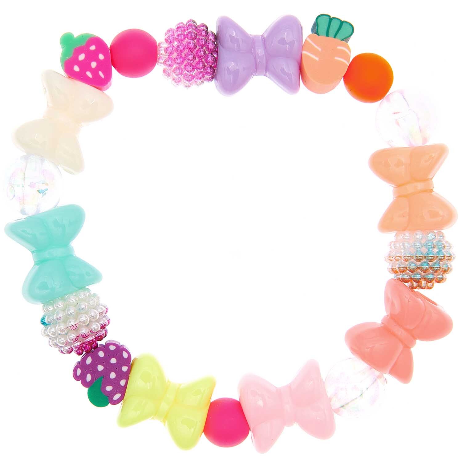 itoshii Mini Perlen Armband Set Schleifen & Früchte mit bunten Perlen in Form von Schleifen und Früchten, ideal für kreative Designs.