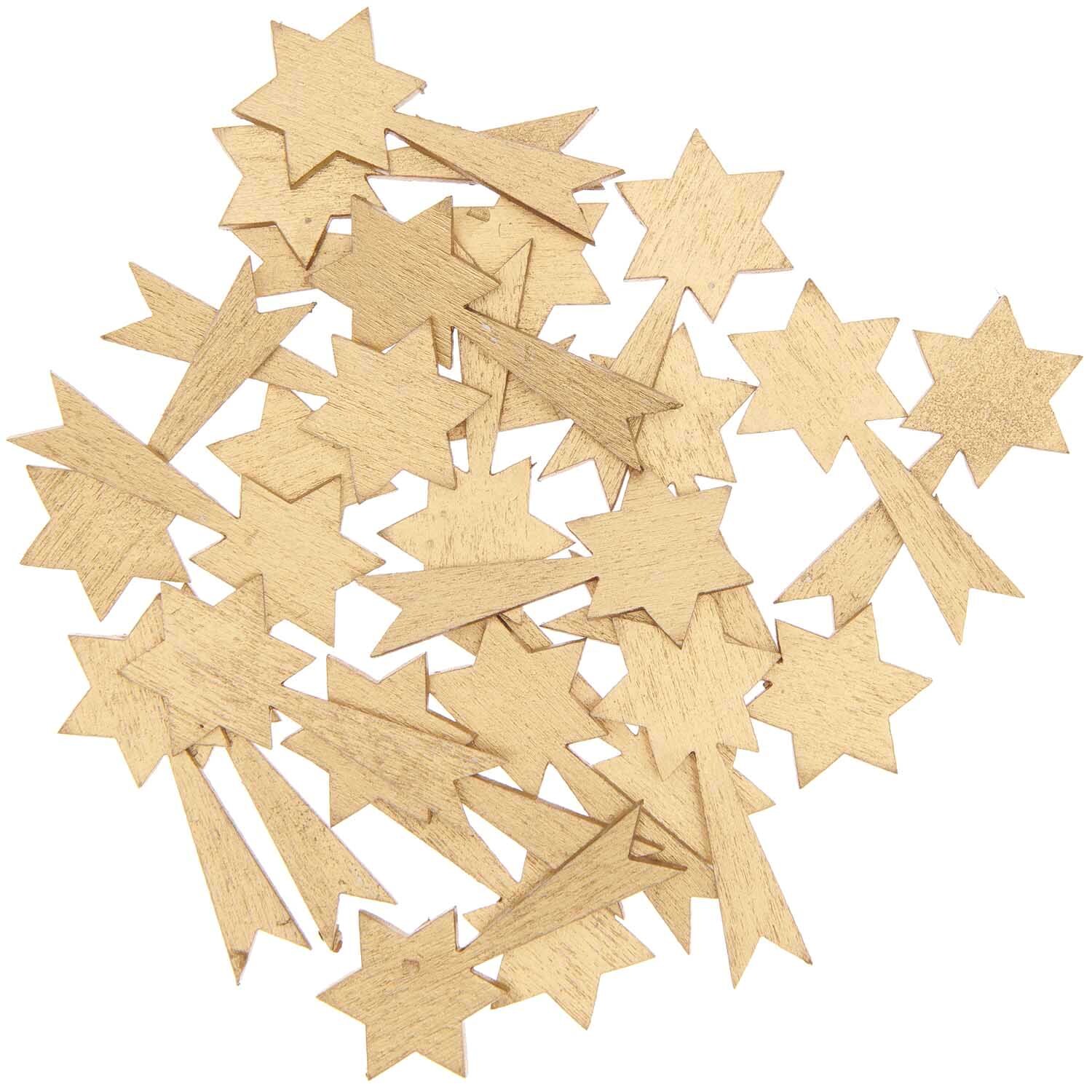 Holzstreu Sternschnuppe Gold 19x36mm 36 Stück von Rico Design