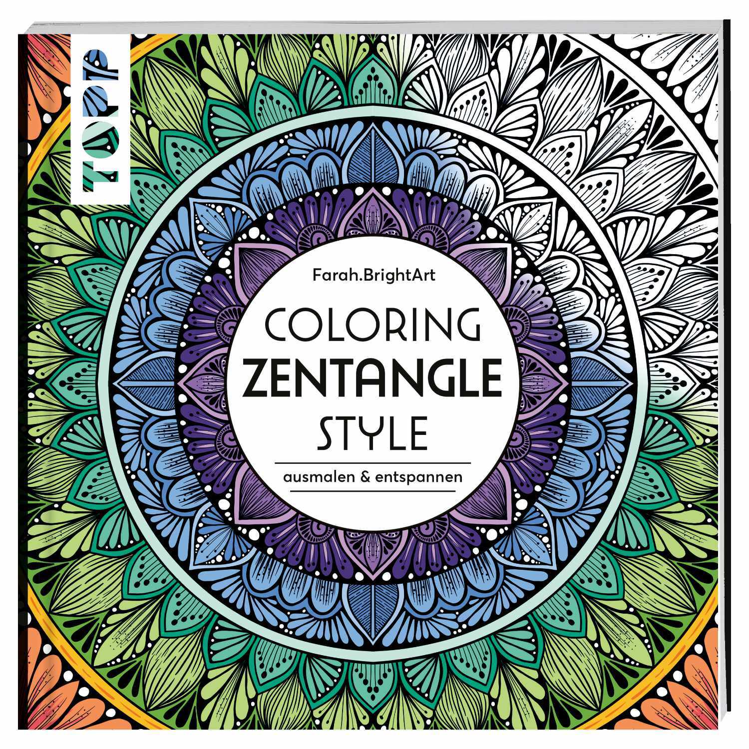 Coloring Zentangle Style: Ein Mandala-Malbuch von TOPP mit detaillierten Mustern in lebendigen Farben.