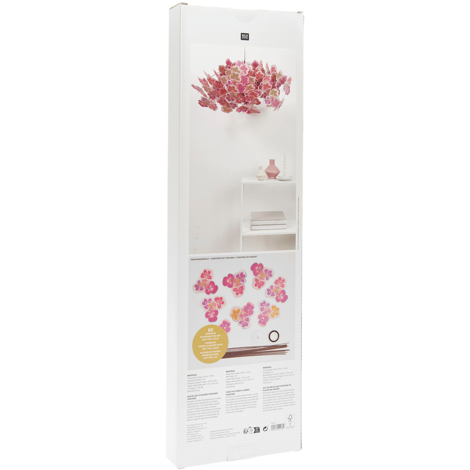 Bastelset Stiefmütterchen Fontäne: Kreatives Set von Rico Design in Rosa, ideal für DIY-Projekte.