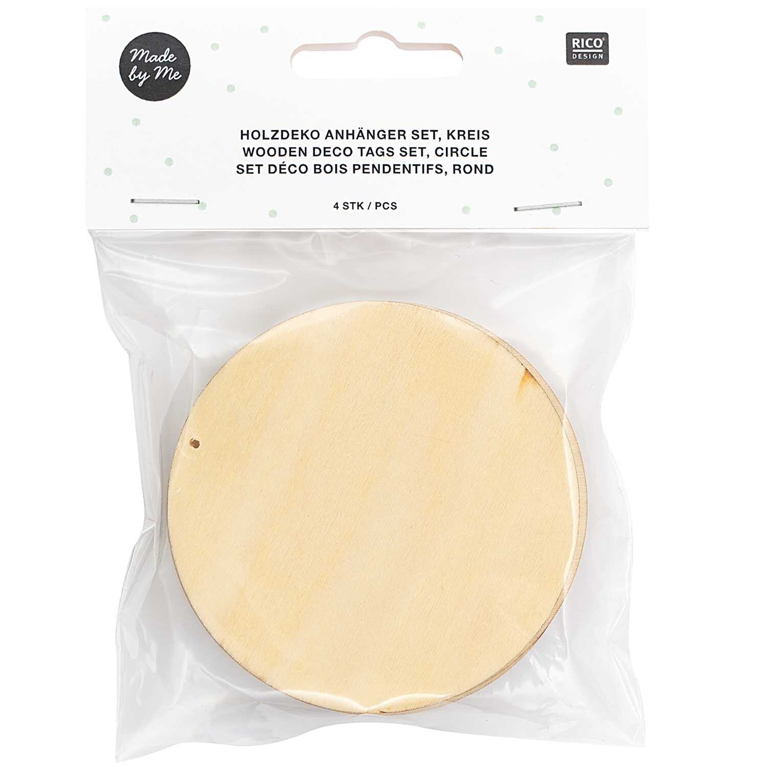 Holzdekoanhänger-Set Kreis 7,5cm 4-teilig von Rico Design