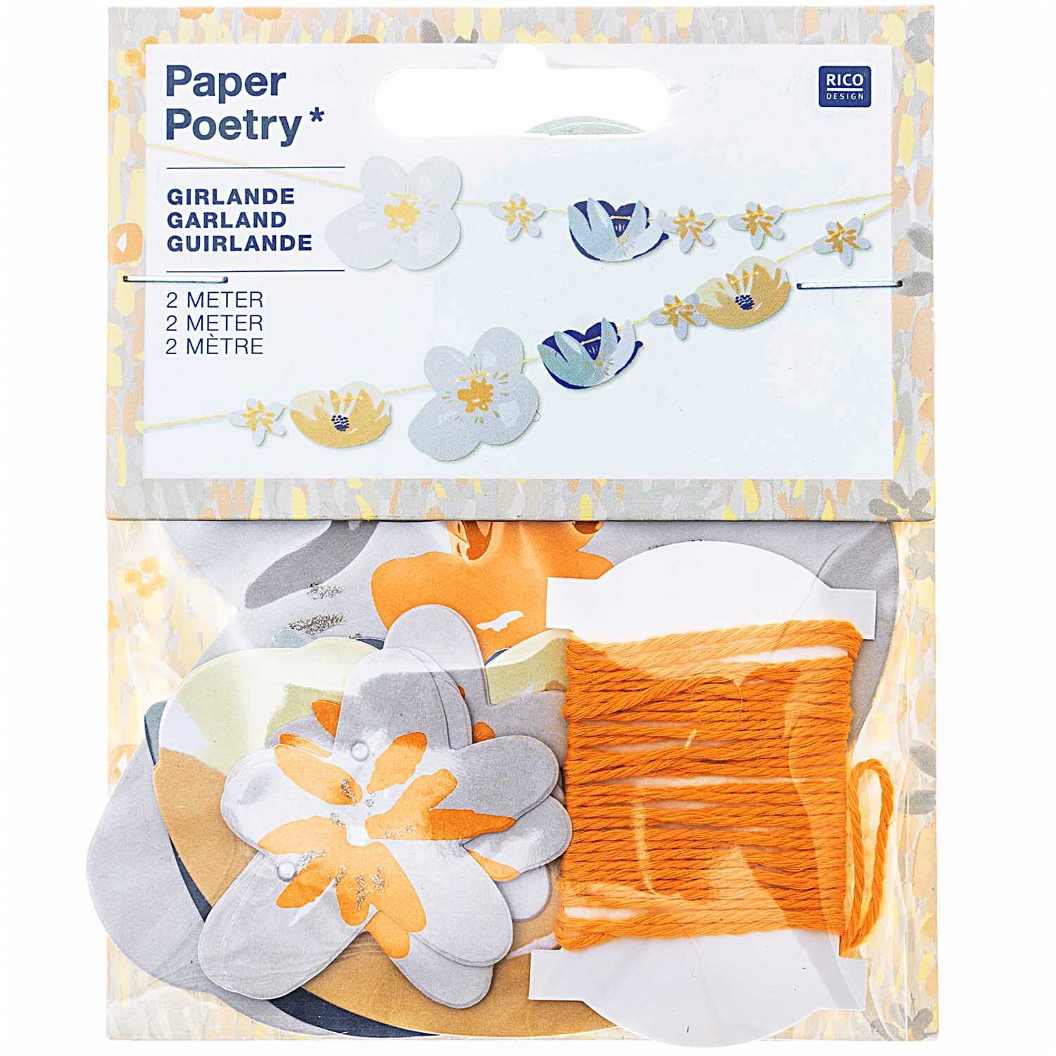 Paper Poetry Girlande Crafted Nature blau 2m von Rico Design