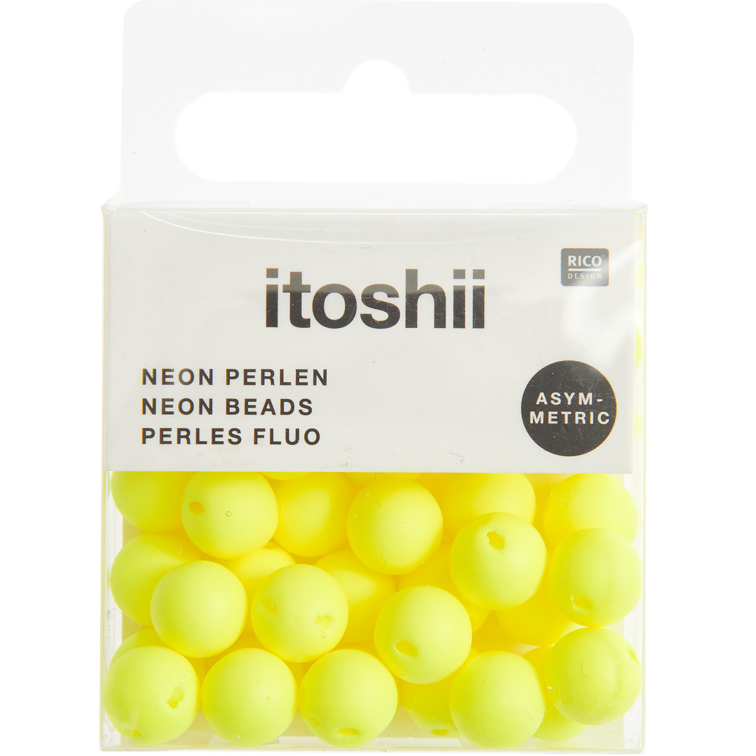 itoshii Kunststoffperlen asymmetrisch mit Lochung oben neon 8mm 40 Stück Farbe Gelb von Rico Design