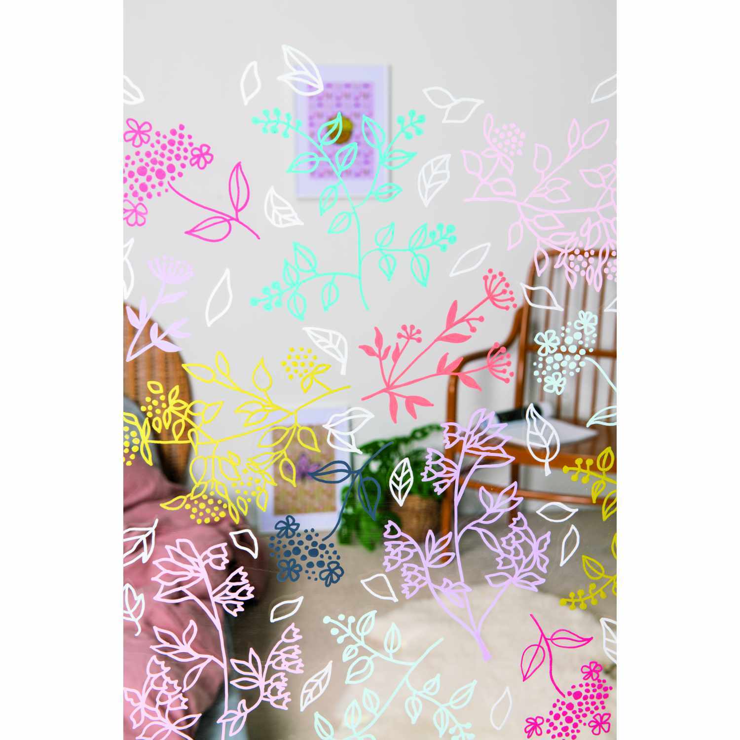 Vorlagenmappe Funny Fall: Bunte Fenster- und Glasmalerei mit floralen Mustern von Rico Design.