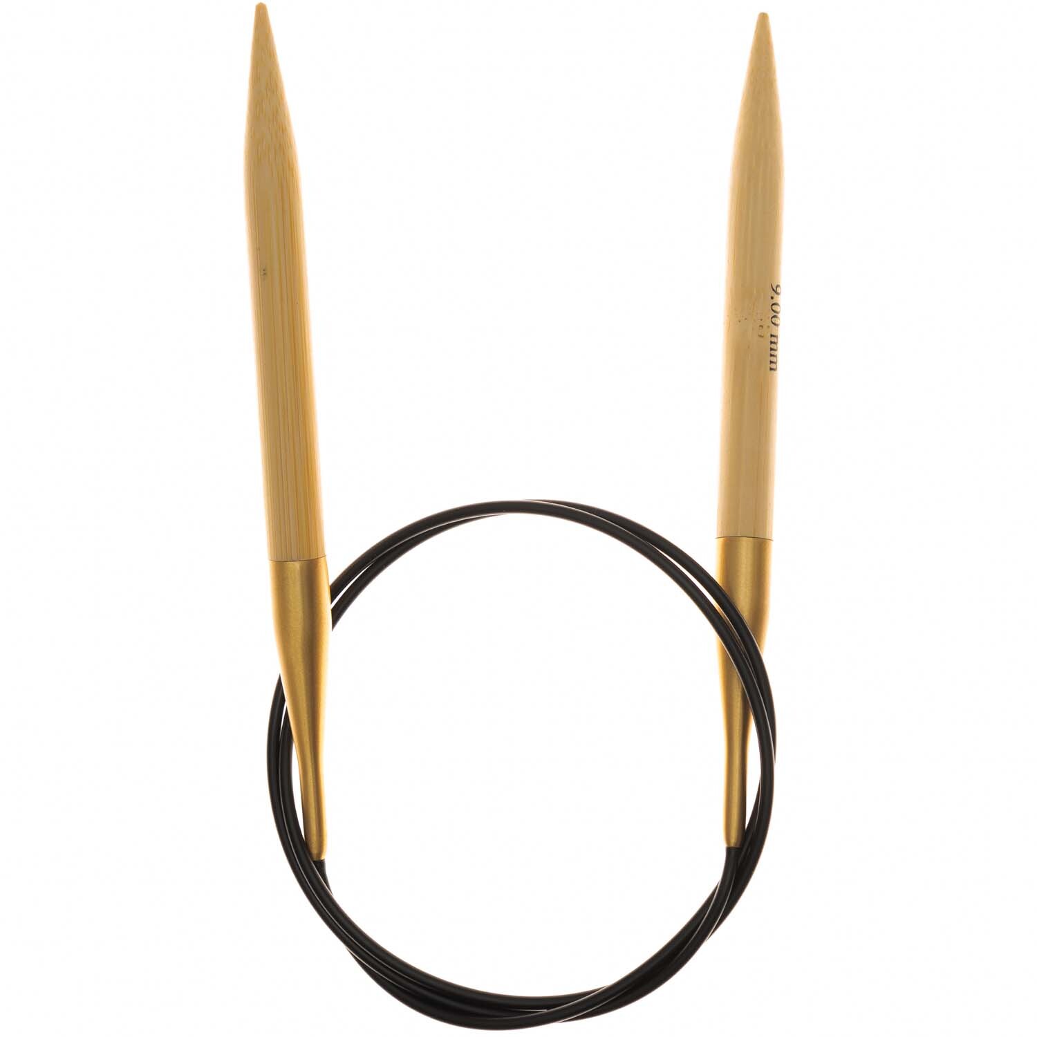 Rundstricknadel 80cm Bambus von Rico Design, aus hellem Holz mit flexiblem Kabel, ideal zum Stricken.