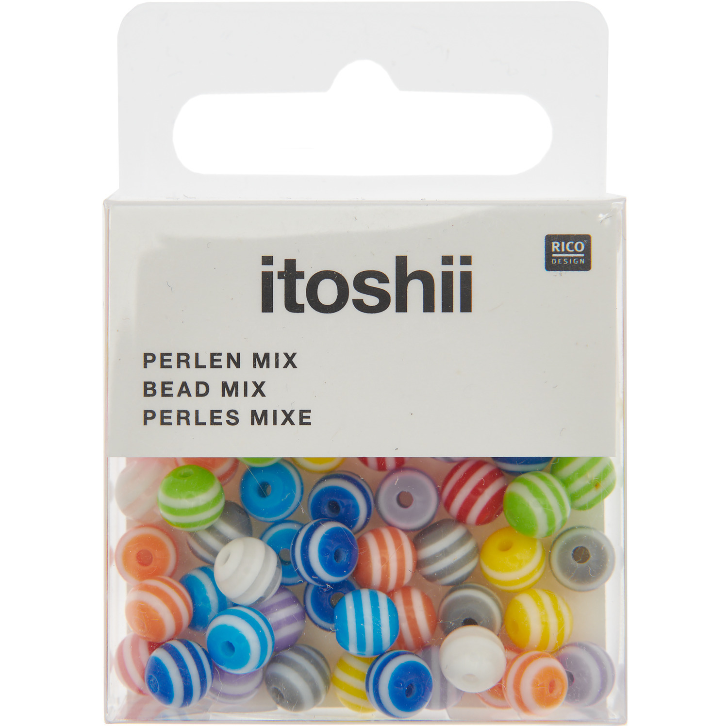itoshii Gestreifte Perlen multi stripe Mix 6mm 65 Stück von Rico Design