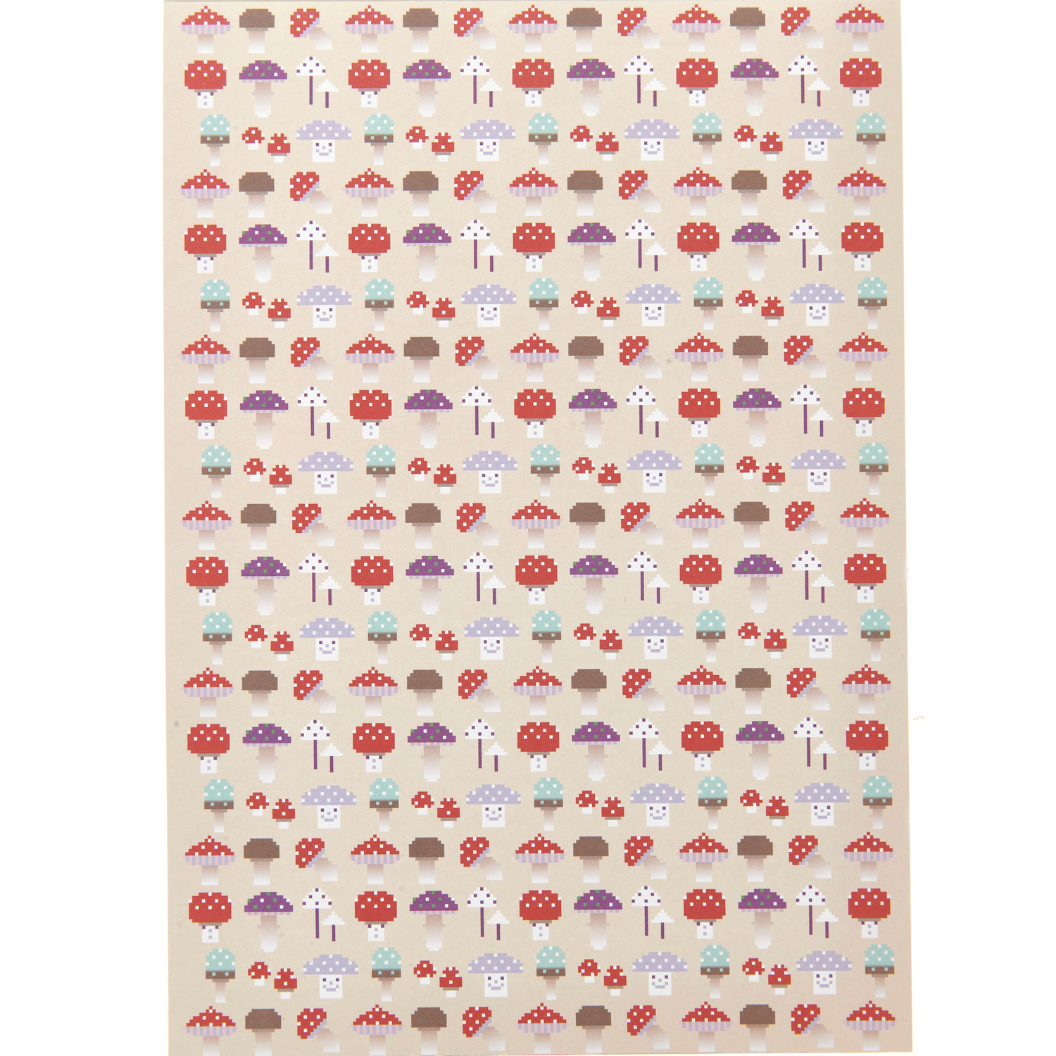 Paper Poetry Motivpapierblock Shrooom mit bunten Pilzmotiven auf beigem Hintergrund, 24 Blatt.