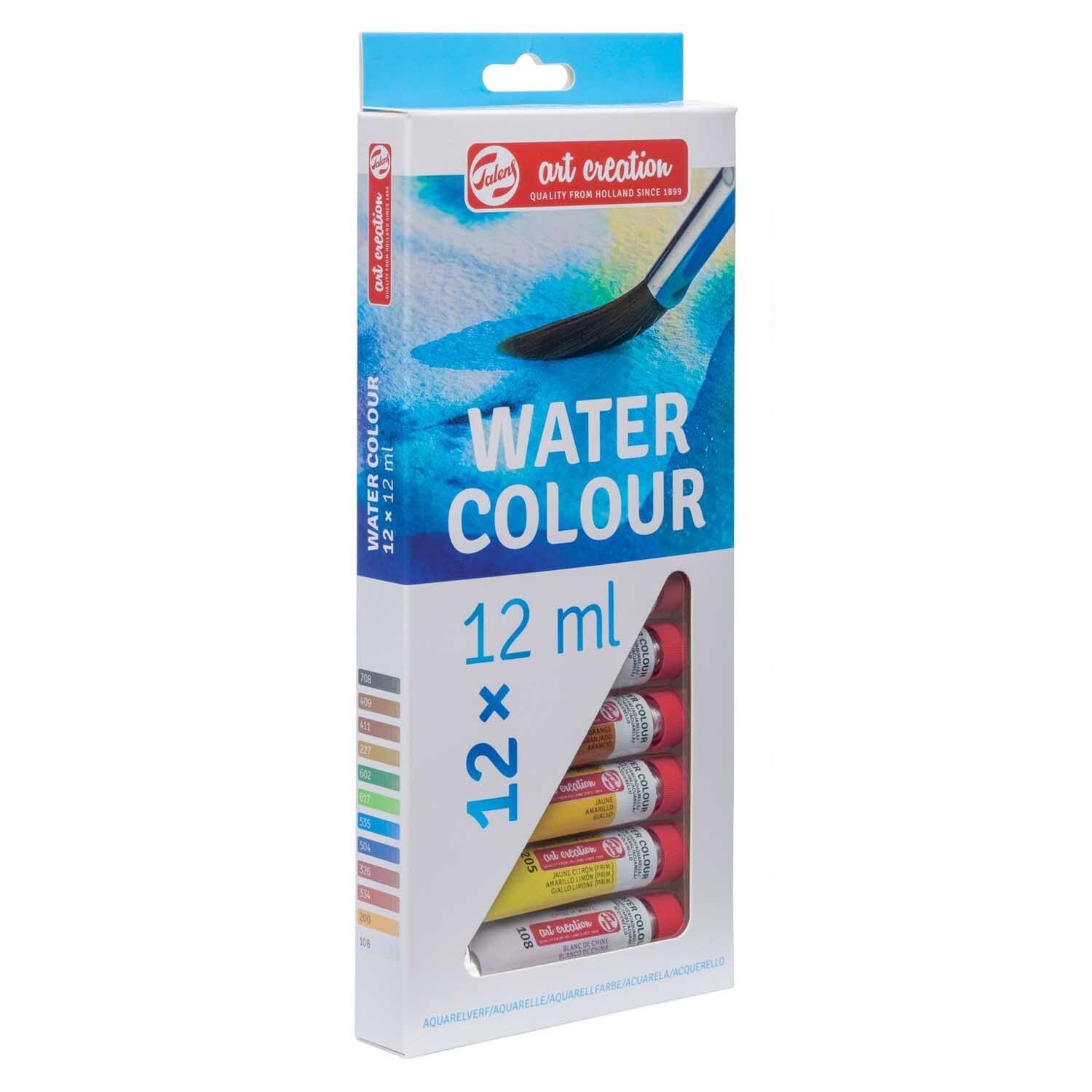 Art Creation Aquarellfarben Set 12x12ml mit 12 mehrfarbigen Tuben, ideal für kreative Malprojekte.