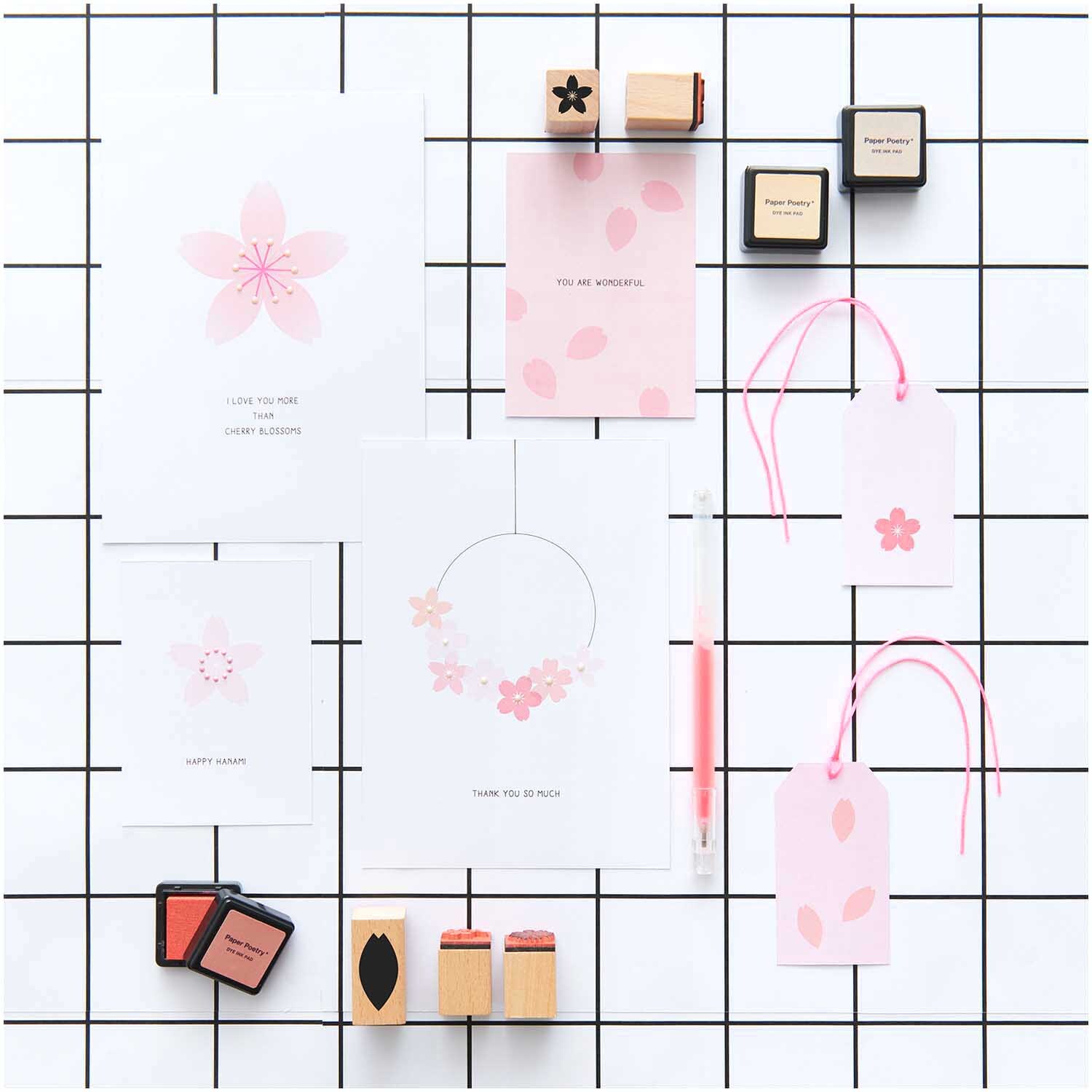 Paper Poetry Stempelset Kirschblüten 9-teilig von Rico Design